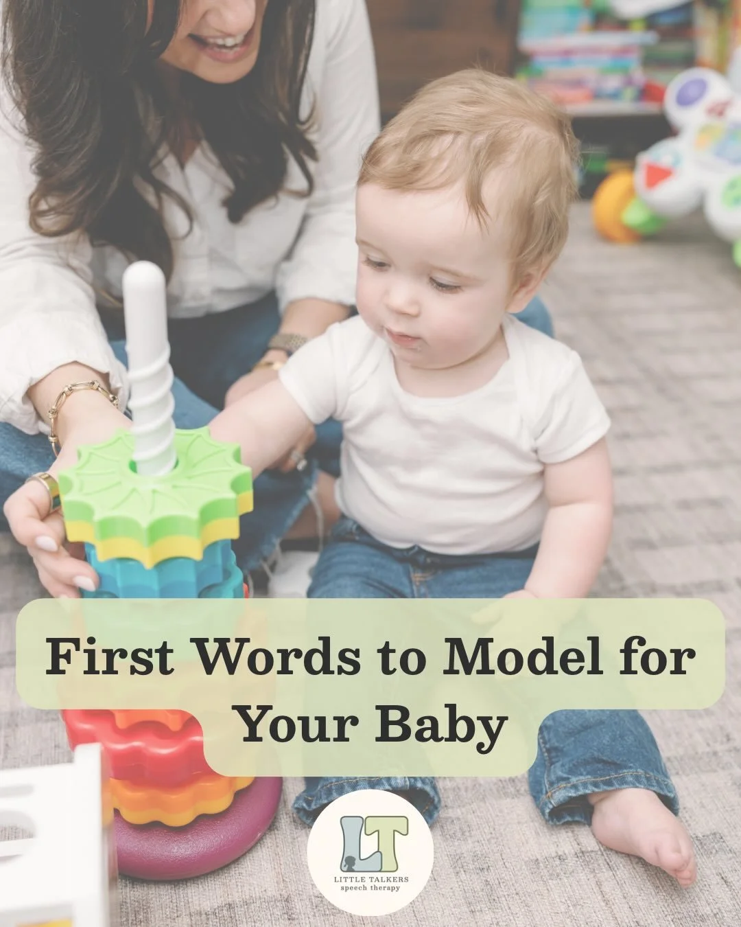 First words should be words your baby actually wants and needs to use!

When introducing early words, think about words that come up often in your day and help your child interact with the people and things they love. 🤍