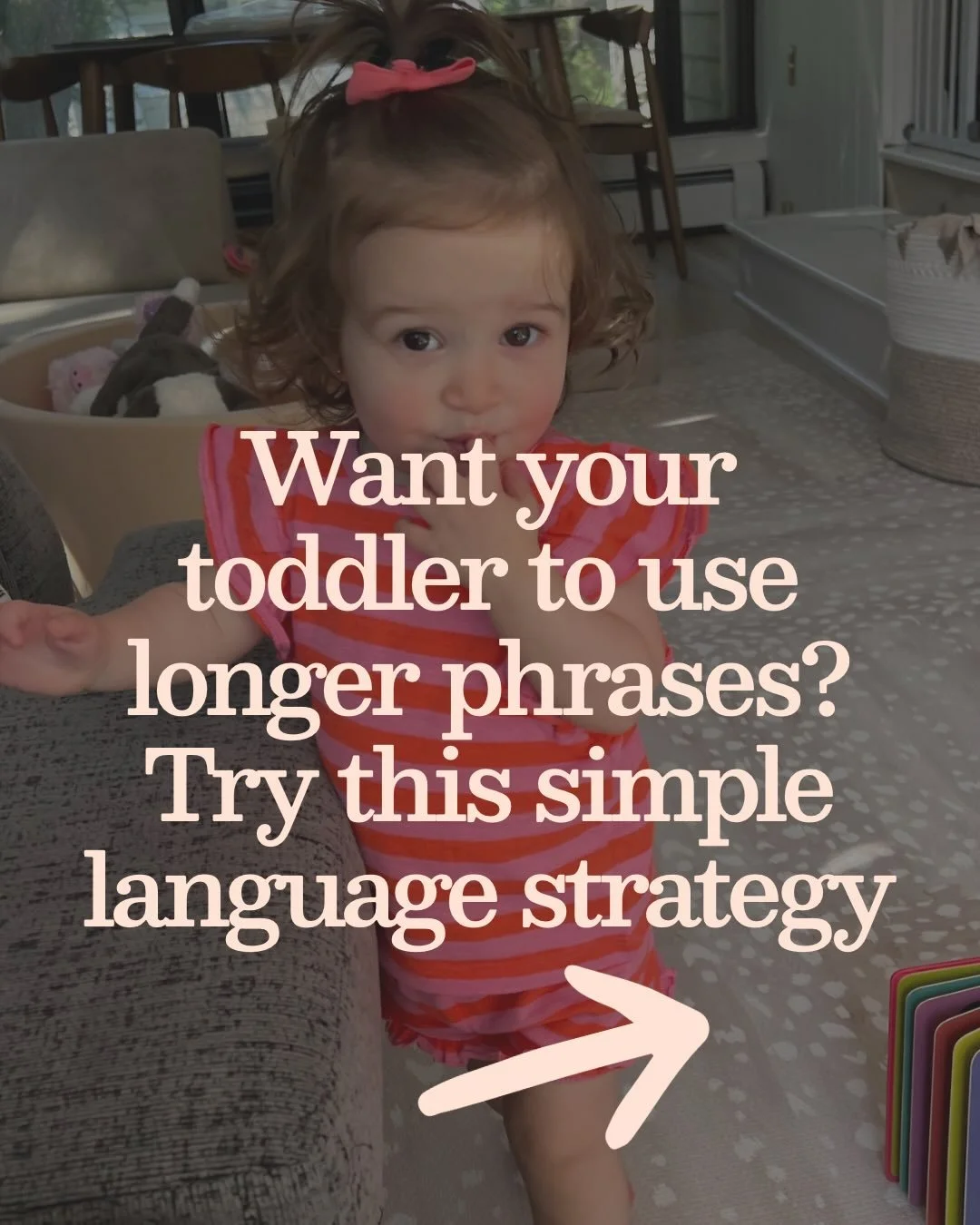 Want to help your toddler use longer phrases? 
Try adding just 1&ndash;2 words to what they already say!

&ldquo;Car!&rdquo; &rarr; &ldquo;Fast car!&rdquo; 🚗
&ldquo;Bubbles!&rdquo; &rarr; &ldquo;More bubbles!&rdquo; 🫧

No need to make them repeat y