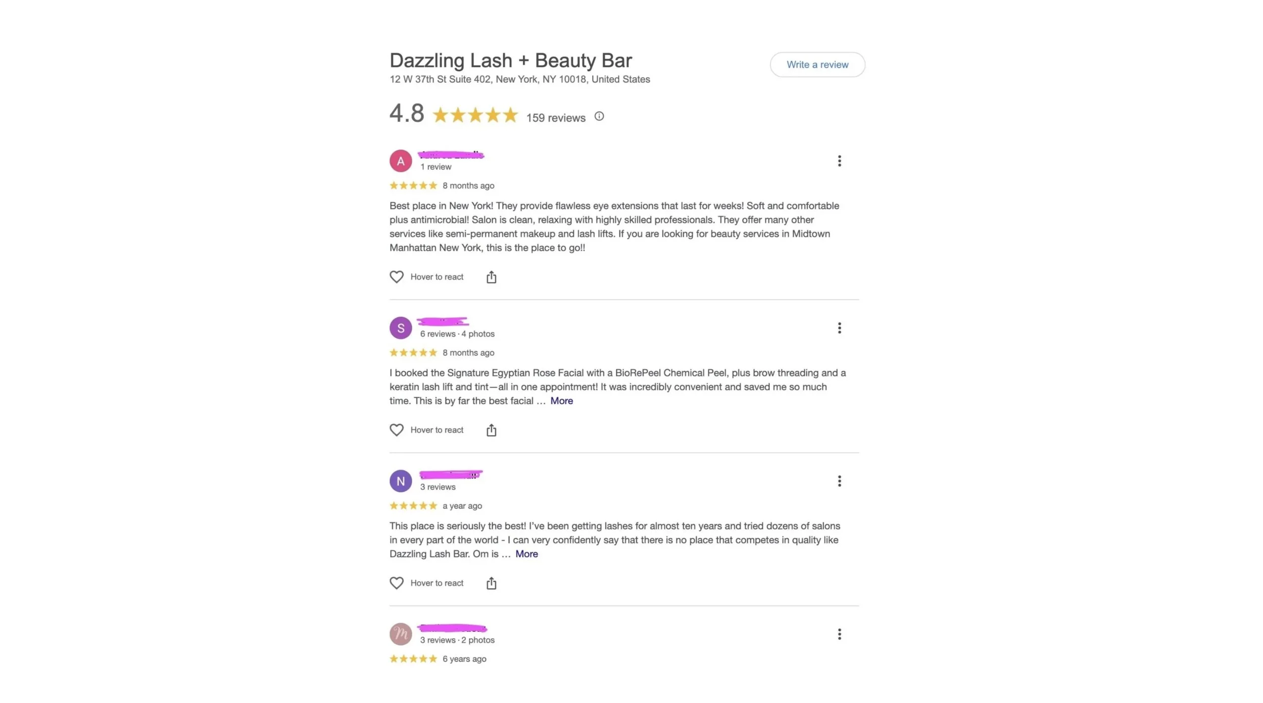 Dazzling Lash Beauty Bar is the best reviews