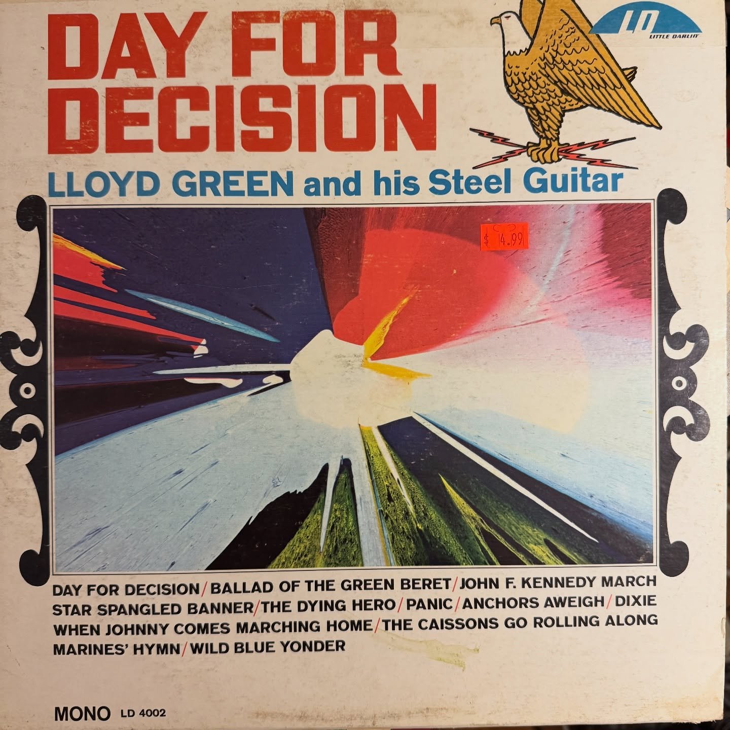 Finally got around to listening to this one that I picked up awhile back. I obviously wasn&rsquo;t going to pass up a Lloyd Green record on Little Darlin especially for $5 but I did kinda worry it might be jingoistic anti hippie pro vietnam propagand