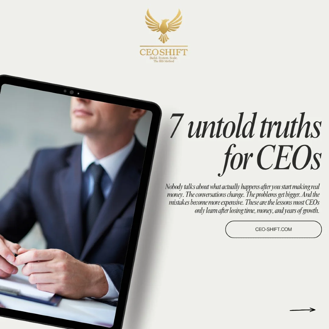 🚨 Unpopular CEO Truth: Your business isn't stuck because of the economy. It's stuck because everything still runs through you.

The harsh reality? If your team can't make decisions without you... If clients need you... If operations stop when you le