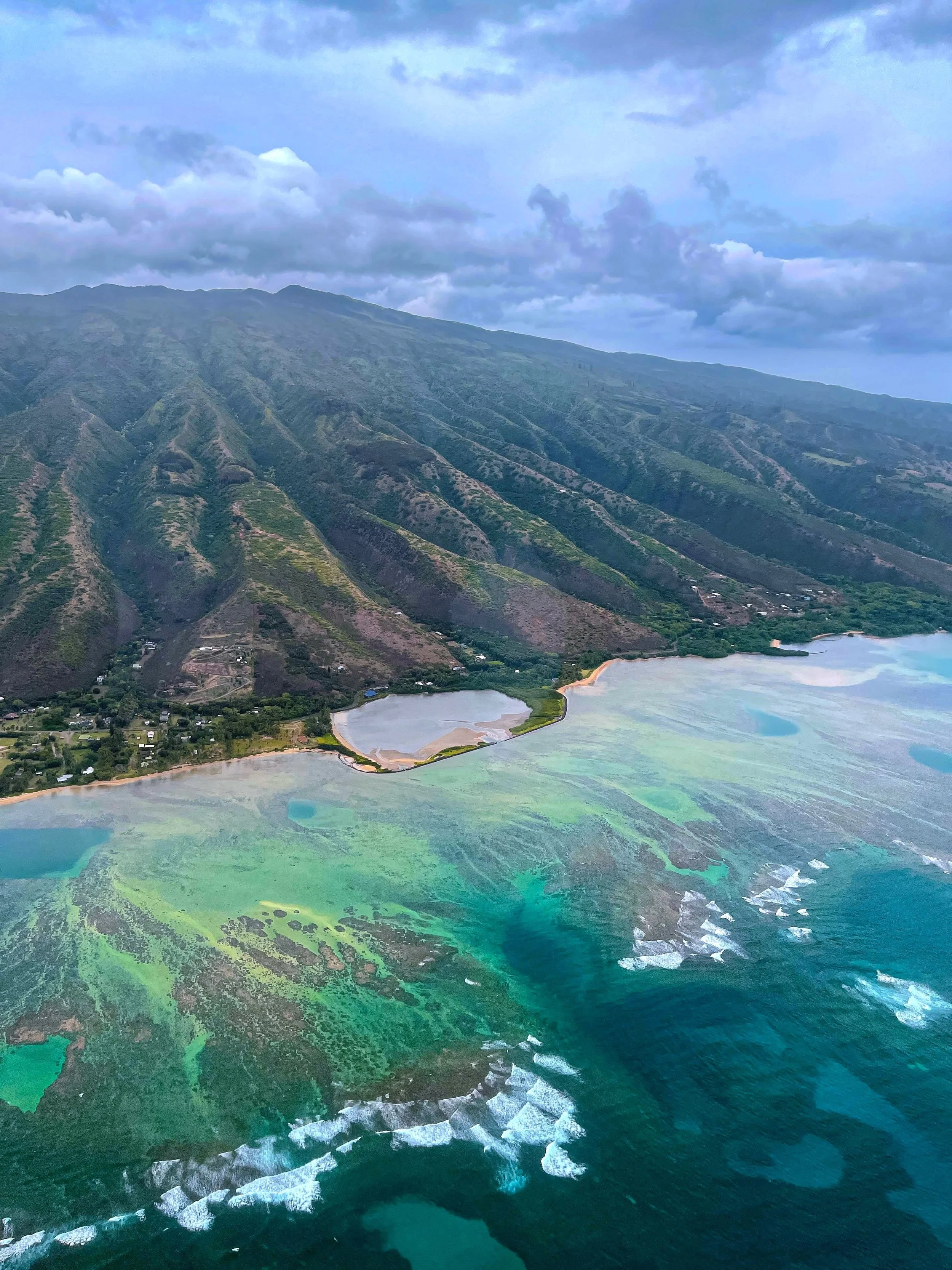 Maui coastline with fishpond and coral reefs
