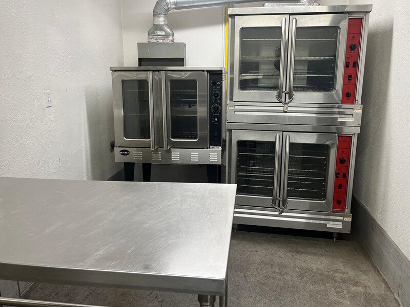 Back Hall catering kitchen ovens at the FDES Portuguese Hall of Monterey.