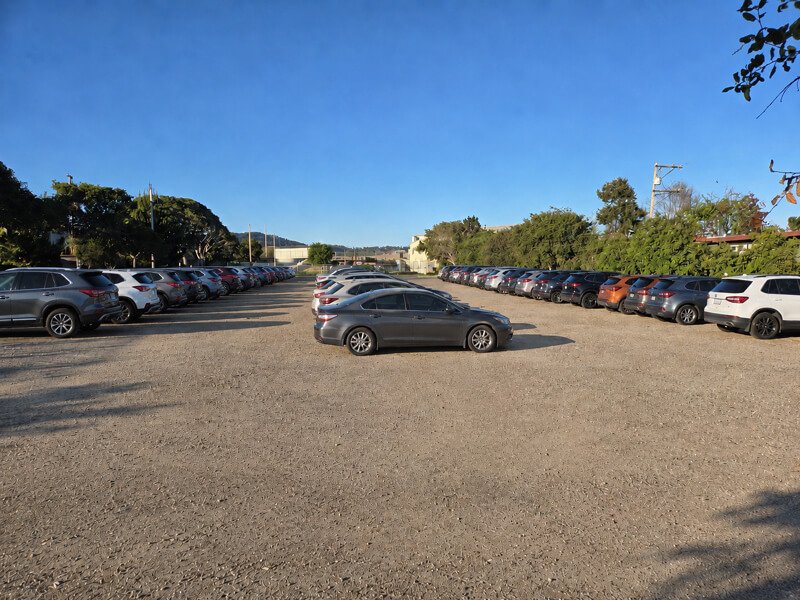 Overflow parking at the FDES Portuguese Hall of Monterey grounds.