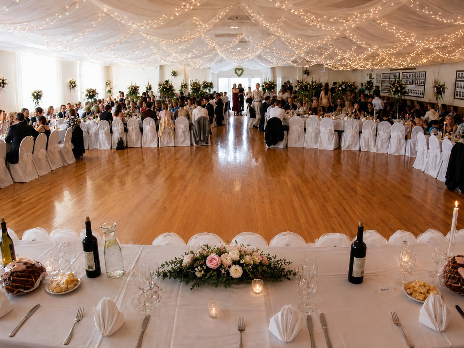 Monterey wedding reception in the Front Hall at the FDES Portuguese Hall of Monterey.