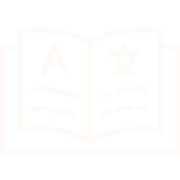 Icon of an open book with the letter 'A' and a Chinese character on the pages.