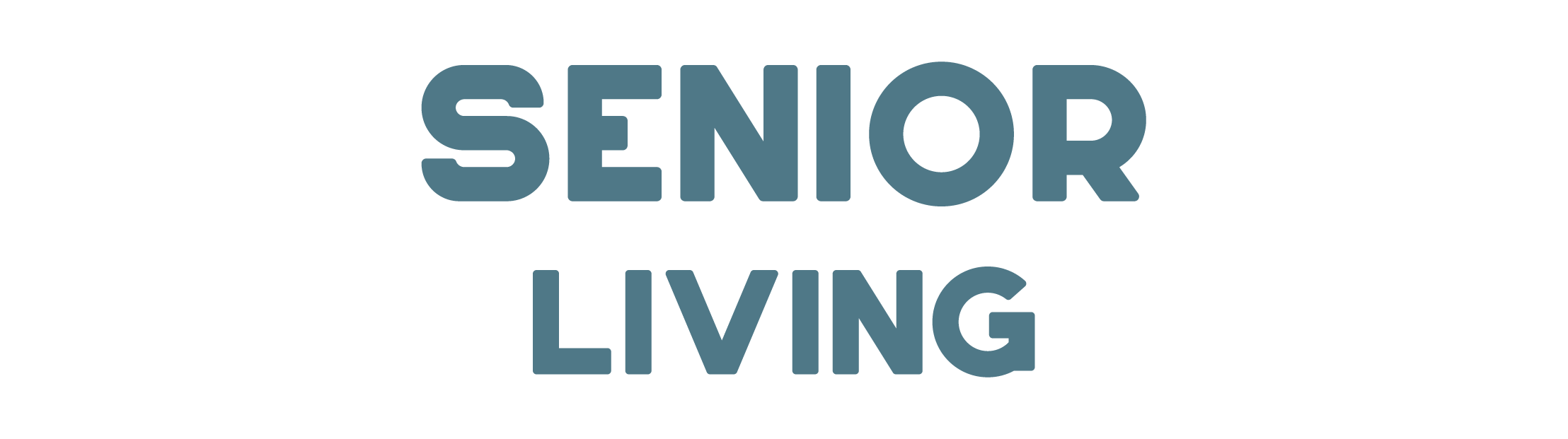 Text reads 'Senior Living' in bold blue letters on a black background.