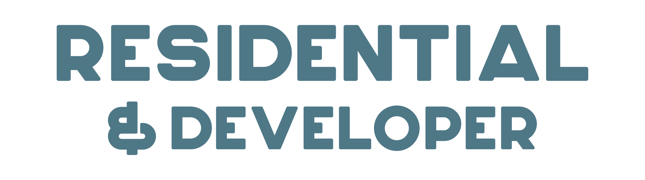 Text reading 'RESIDENTIAL & DEVELOPER' in large blue letters.