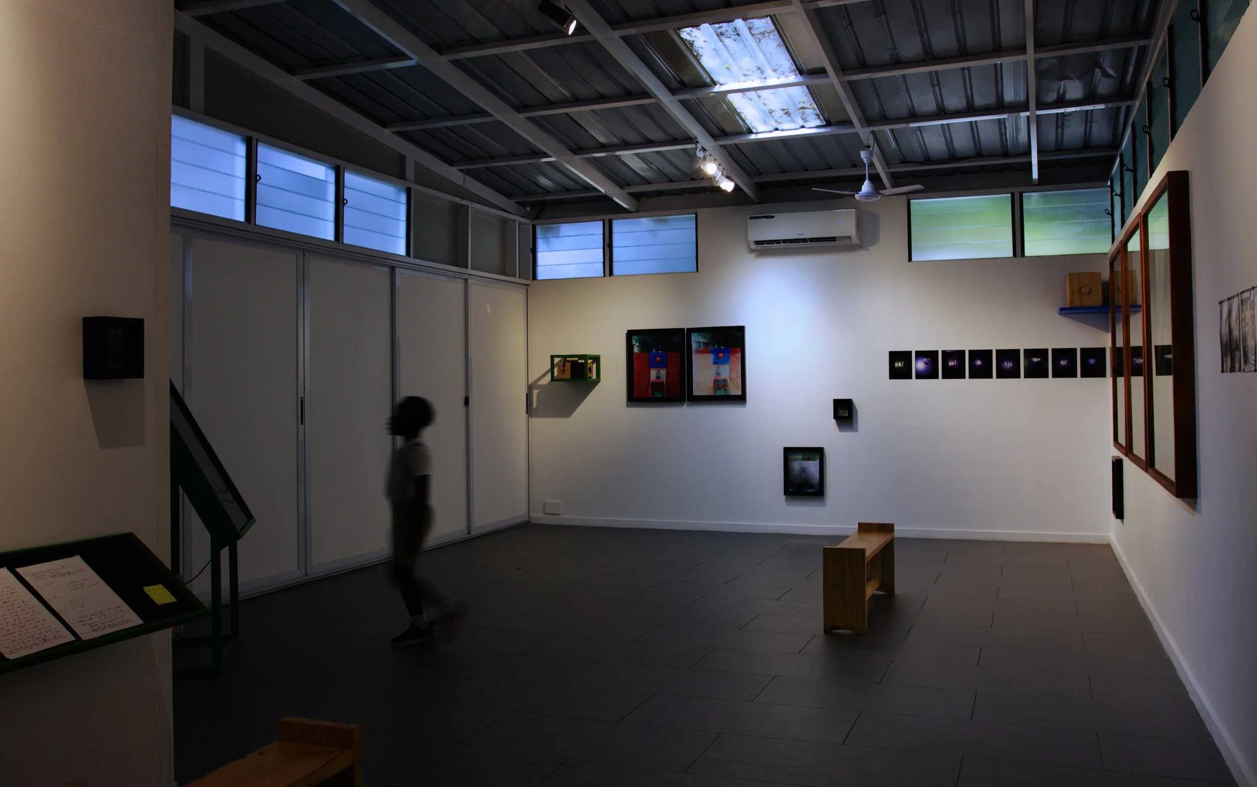 Installation view (detail) of eric gyamfi, stomata: dr. mahashe’s open frames (2026), at the foundation for contemporary art ghana for  (may 23, 2026–july 18, 2027); photo: godfred goodman / © foundation for contemporary art, ghana