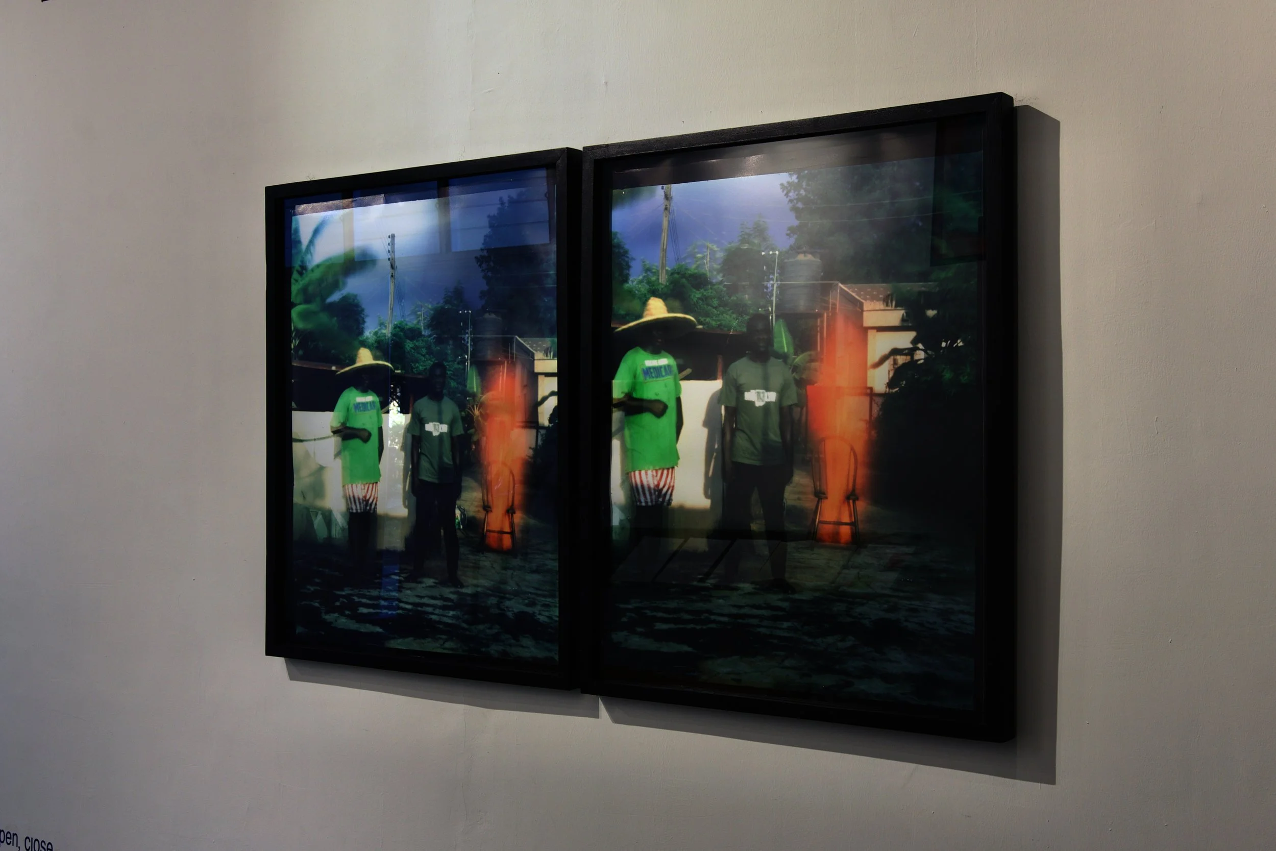 Installation view (detail) of eric gyamfi, stomata: dr. mahashe’s open frames (2026), at the foundation for contemporary art ghana for  (may 23, 2026–july 18, 2027); photo: godfred goodman / © foundation for contemporary art, ghana