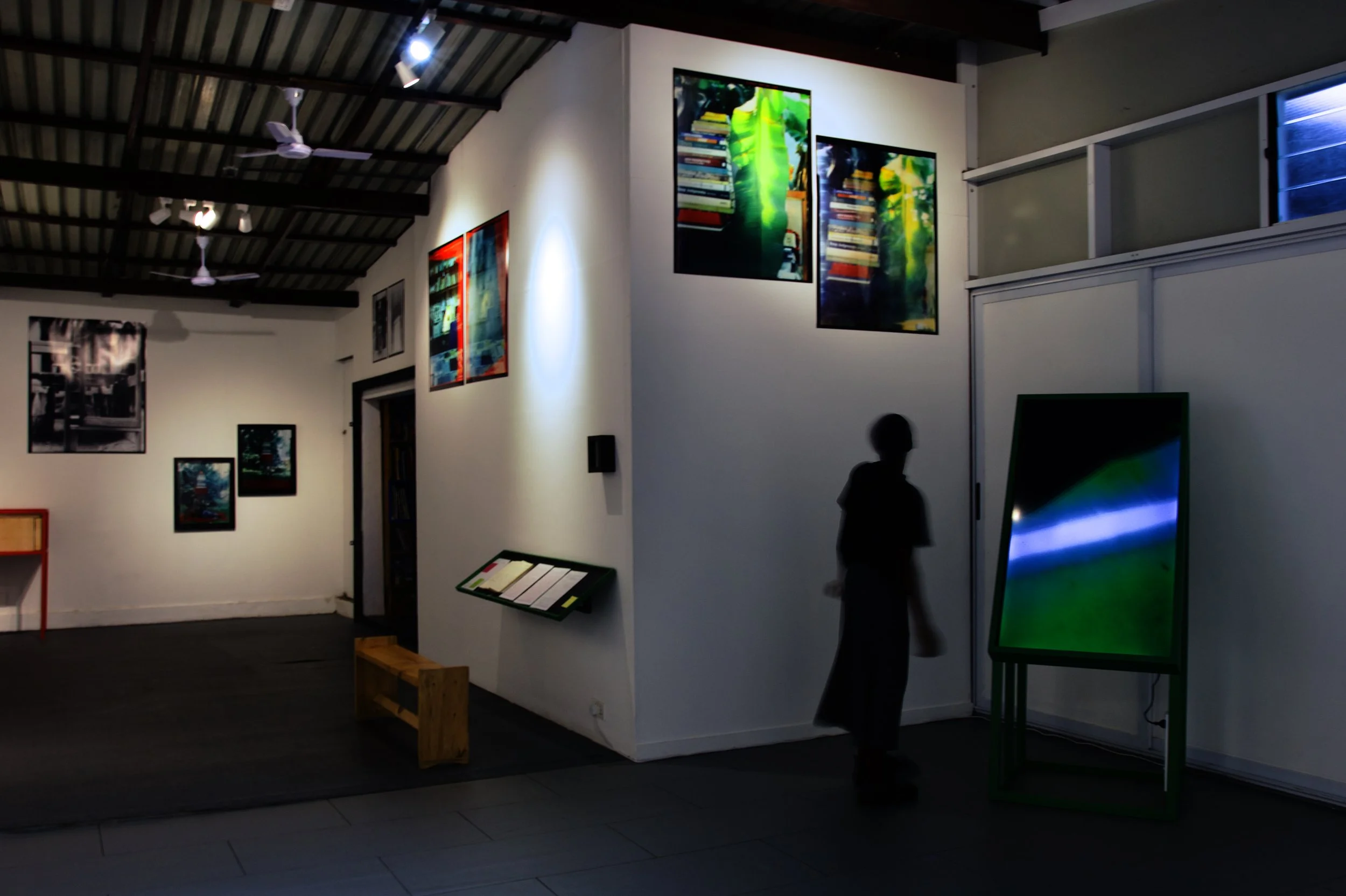 Installation view (detail) of eric gyamfi, stomata: dr. mahashe’s open frames (2026), at the foundation for contemporary art ghana for  (may 23, 2026–july 18, 2027); photo: godfred goodman / © foundation for contemporary art, ghana