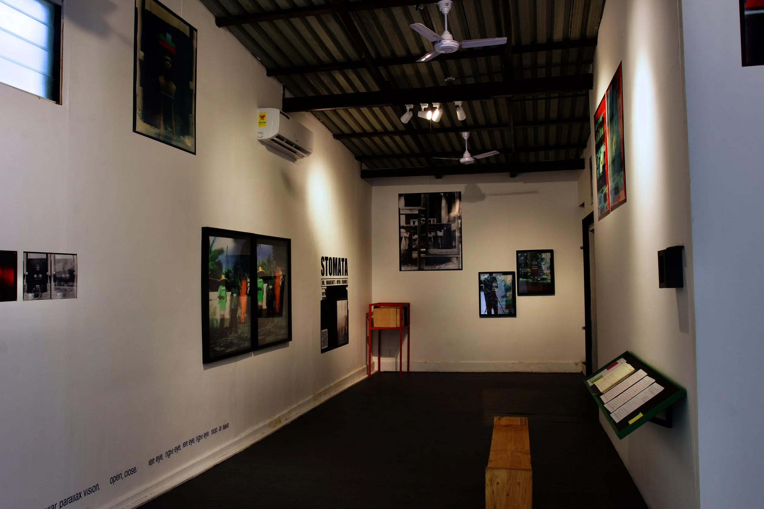 Installation view (detail) of eric gyamfi, stomata: dr. mahashe’s open frames (2026), at the foundation for contemporary art ghana for  (may 23, 2026–july 18, 2027); photo: godfred goodman / © foundation for contemporary art, ghana