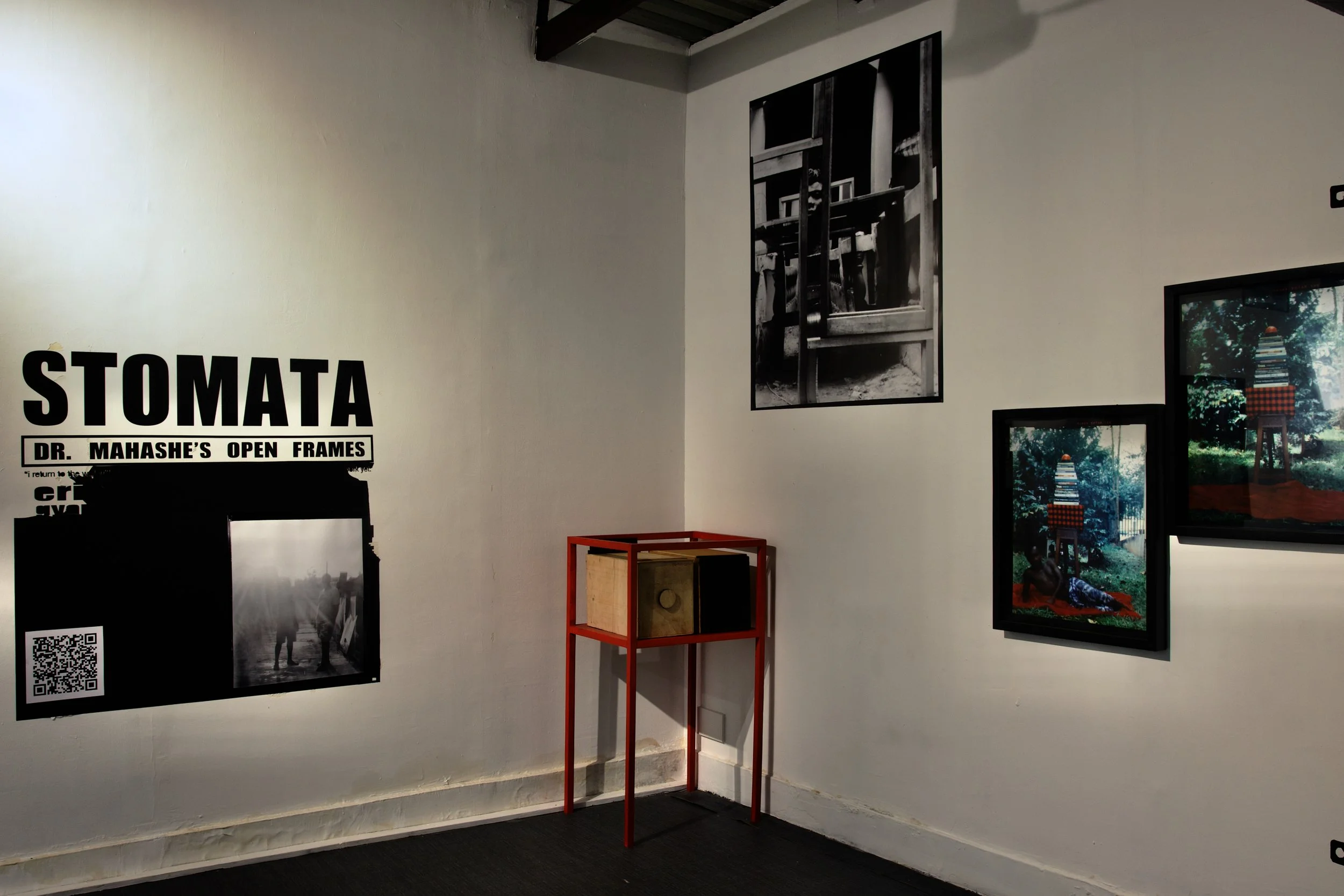 Installation view (detail) of eric gyamfi, stomata: dr. mahashe’s open frames (2026), at the foundation for contemporary art ghana for  (may 23, 2026–july 18, 2027); photo: godfred goodman / © foundation for contemporary art, ghana