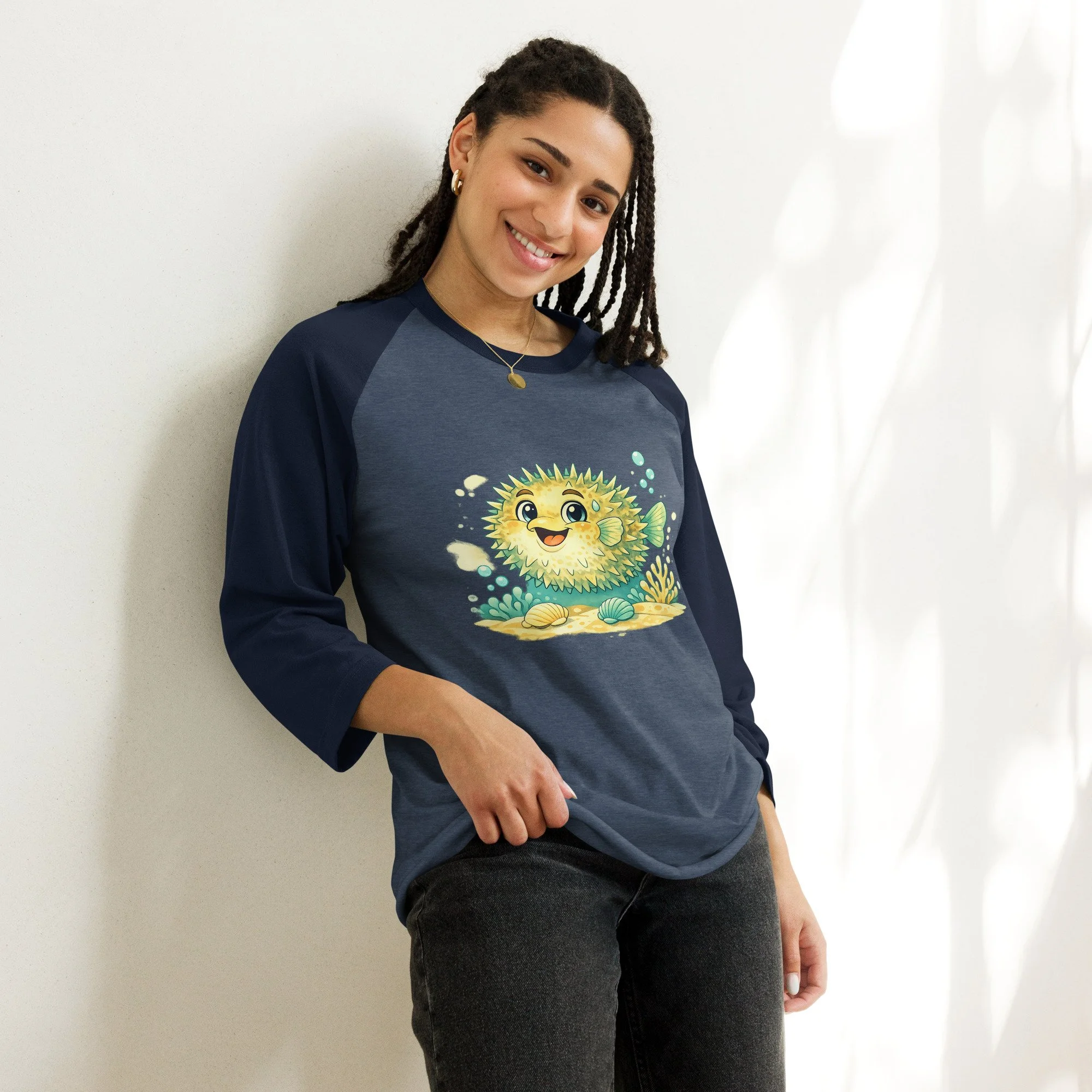 Cartoon Jake 3/4 sleeve raglan shirt