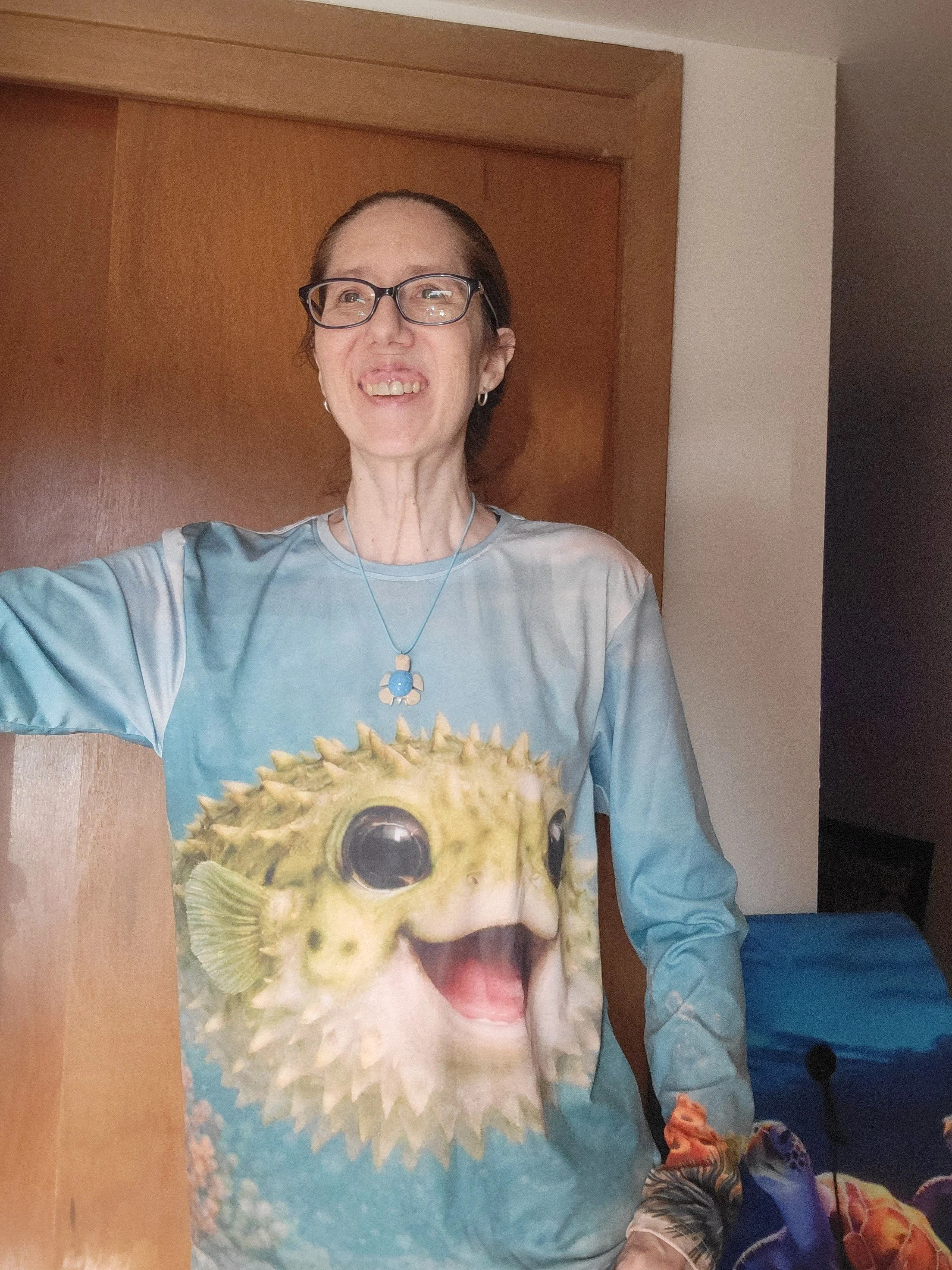 Jake the Pufferfish Ocean Long Sleeve UV Shirt — Sun Protection Fishing Tee
