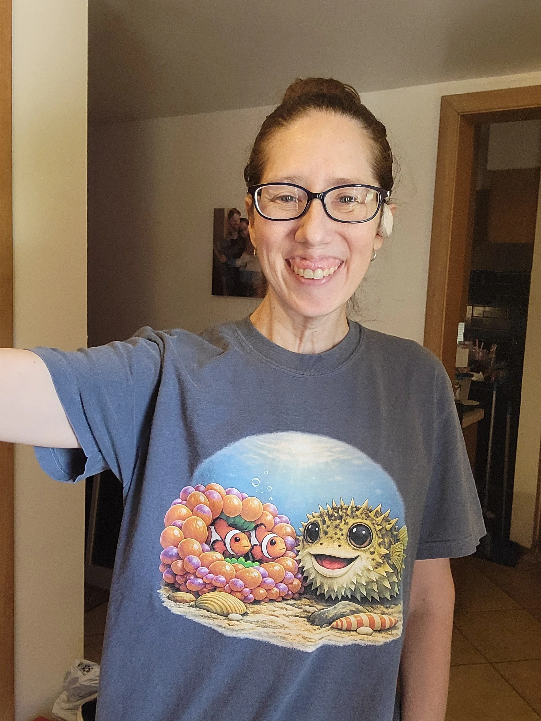 Jake the Pufferfish meets Ori and Nori in a Sea Anemone Beach Tee — Cute Ocean Creature T-Shirt