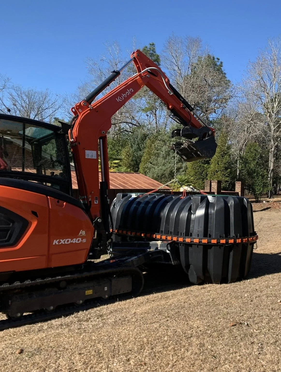Septic tank replacement using the poly Infiltrator tank.
