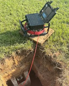 Inspecting a septic tank with a sewer camera