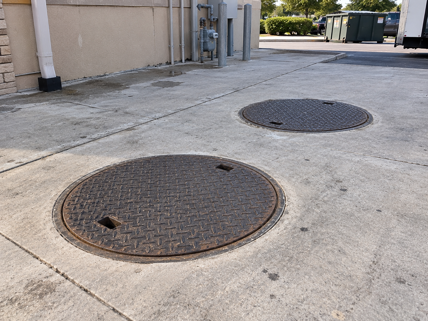 Grease interceptor manhole for pump access