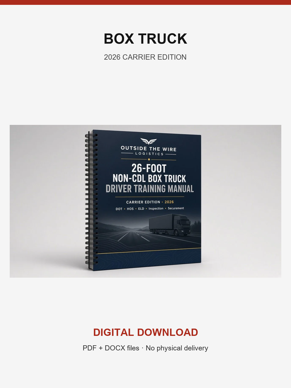 26-Foot Non-CDL Box Truck Driver Training Manual (Carrier Edition)
