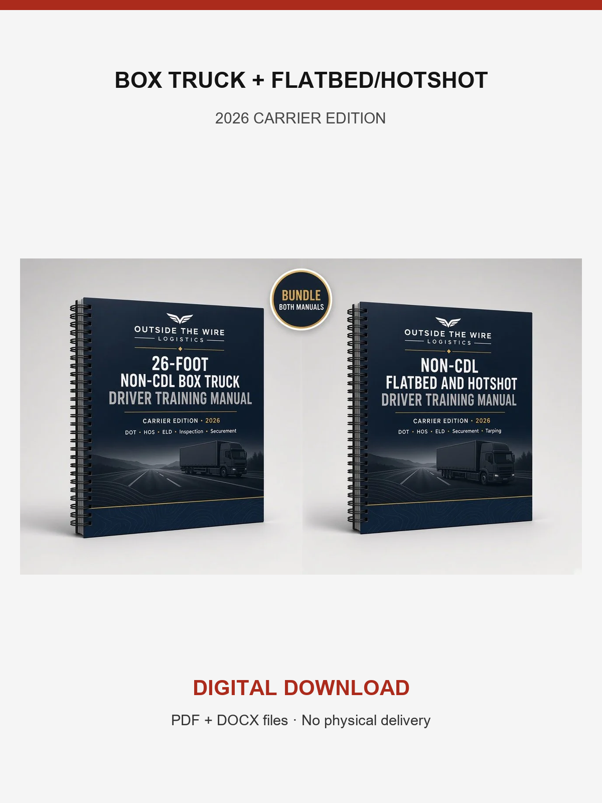 Non-CDL Driver Training Manual Bundle — Box Truck + Flatbed/Hotshot