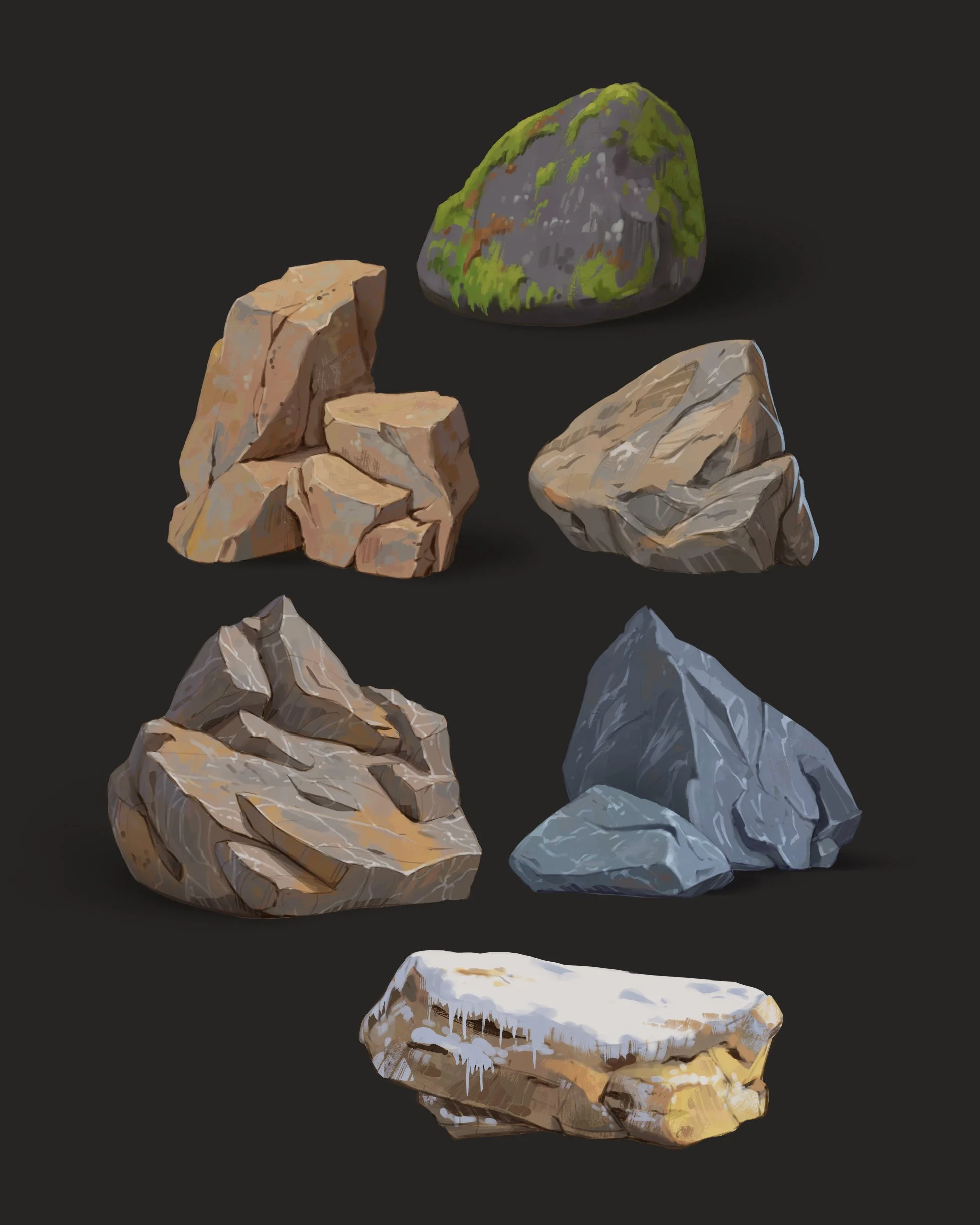 A compilation so far of a daily practice. My goal is to study from reference and incorporate design choices in the process. This way I am not merely copying pixels but also  incorporating visual vocabulary and practicing stylization. It has been quit