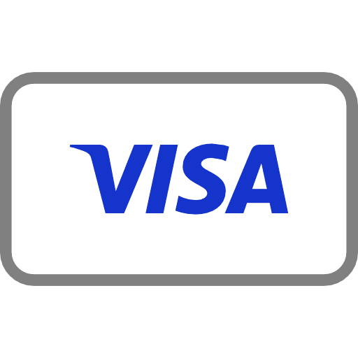 VISA credit card logo with black background and gray border.