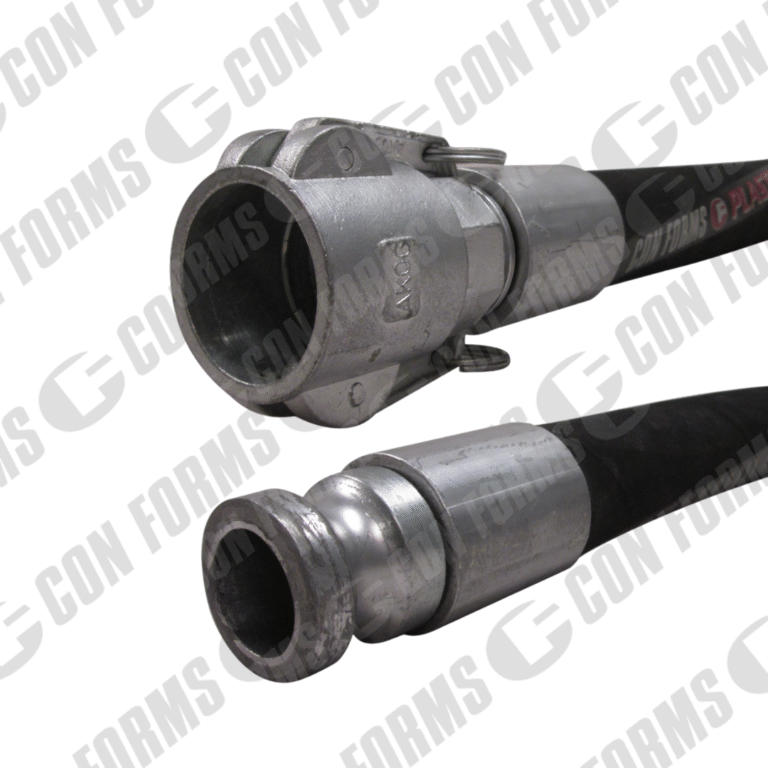 Close-up of the connection on shotcrete concrete pumping hoses