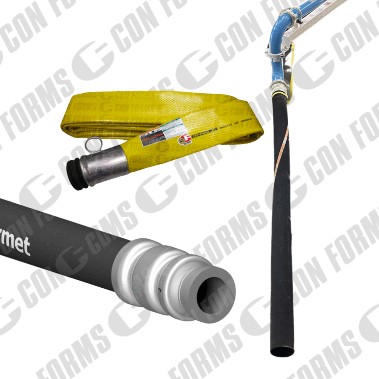 Concrete pumping hoses showing smaller lines, and lay flat concrete pumping hoses