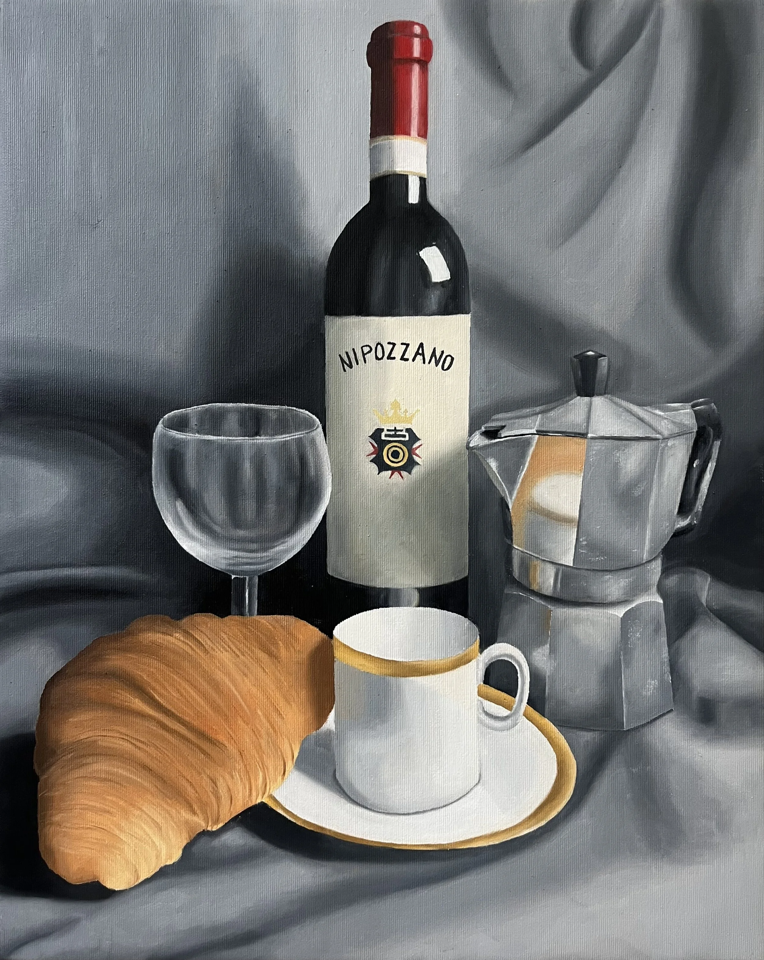 "ITALIAN STILL LIFE" 30 x 40 cm. Oil on canvas. 2025 (Painted during studies in Italy)