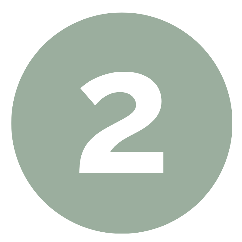 Cercle gris avec un grand chiffre blanc 2 au centre.