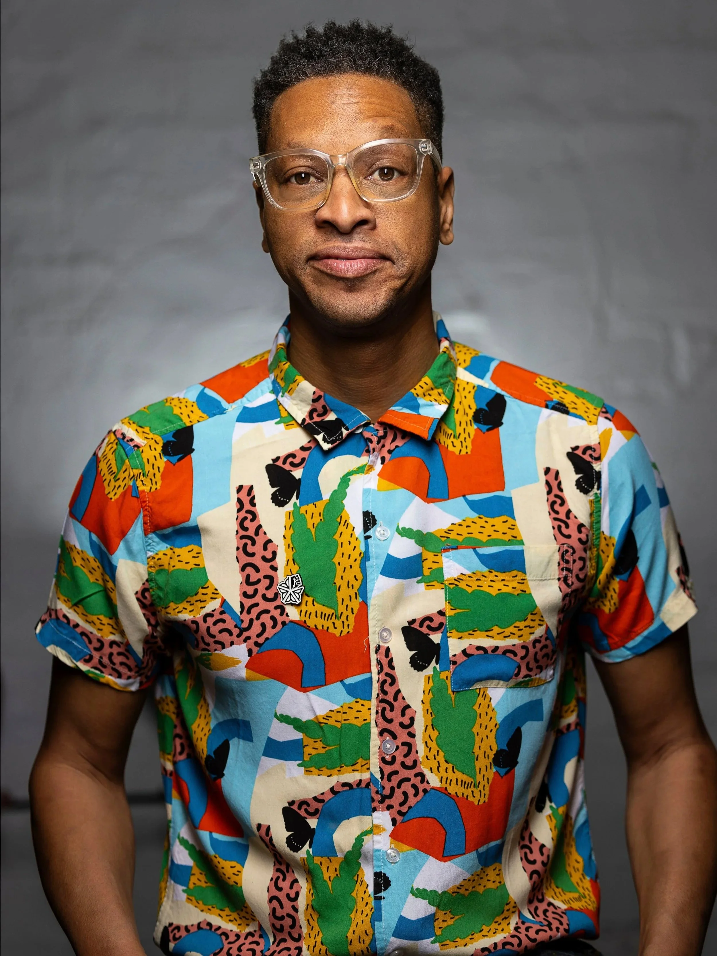 Headshot of Shawn Dunwoody, Rochester artist and co-founder of Hinge Homes