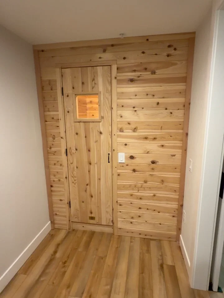 Sauna time! Just finished building a sauna for a customer in Golden, CO. The scent of fresh cedar has always been one of my favorites. Perfectly sized for 2-3 people, or just you if you want to lay down on the top bench and listen to some relaxing mu