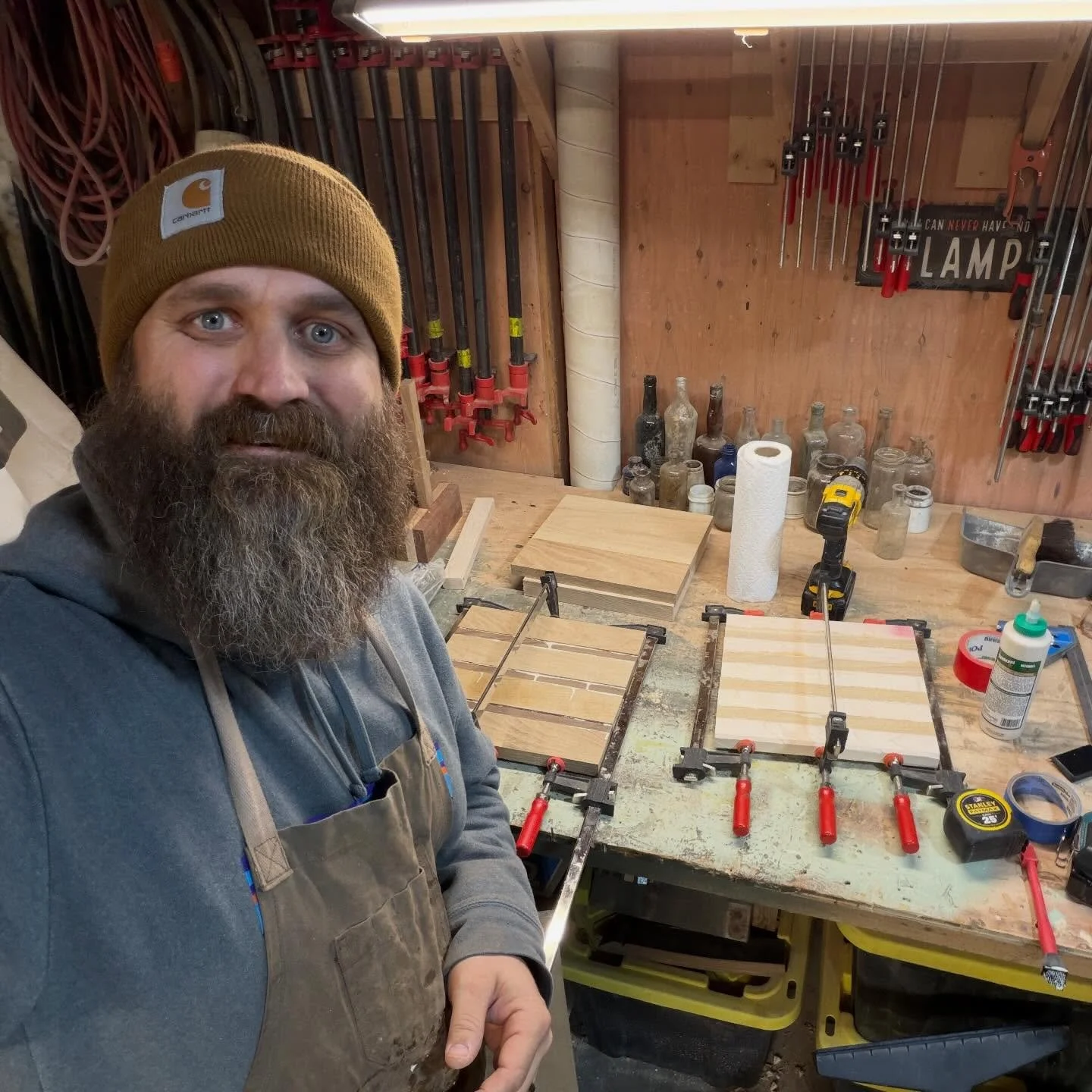 Doing some glue-ups for a few last minute items for the market! These will become Lazy-Susan&rsquo;s for your counter. Terrific gift for that chef you know! Three days until the @newterrainbrewingco Holiday Market! I&rsquo;m excited to see the turn o