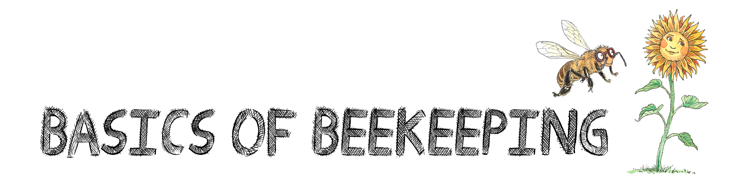 A diagram illustrating the process of pollination, showing a bee with glasses on a sunflower.
