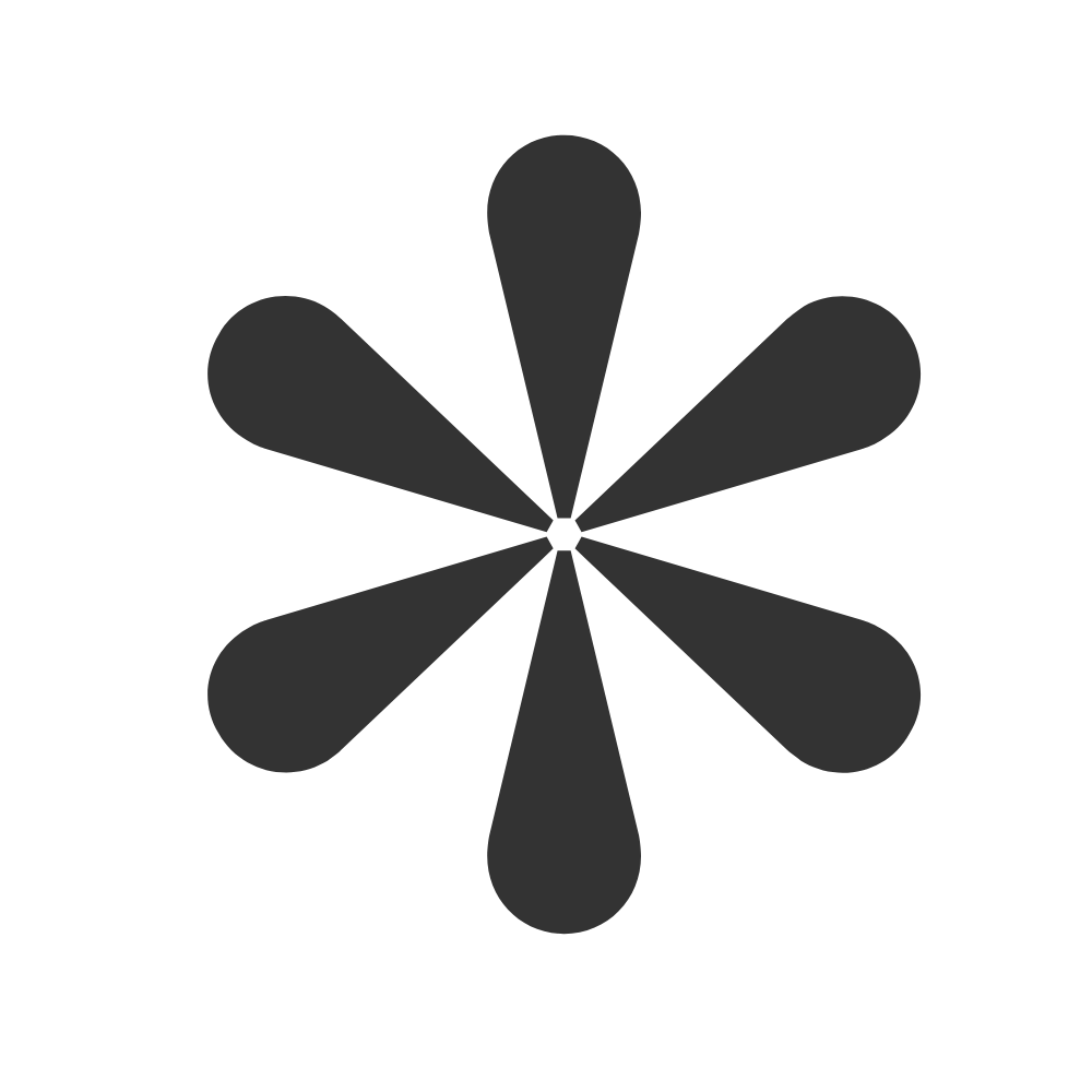 A black background with a dark gray, symmetrical, asterisk-like shape in the center, resembling a stylized flower or starburst pattern.