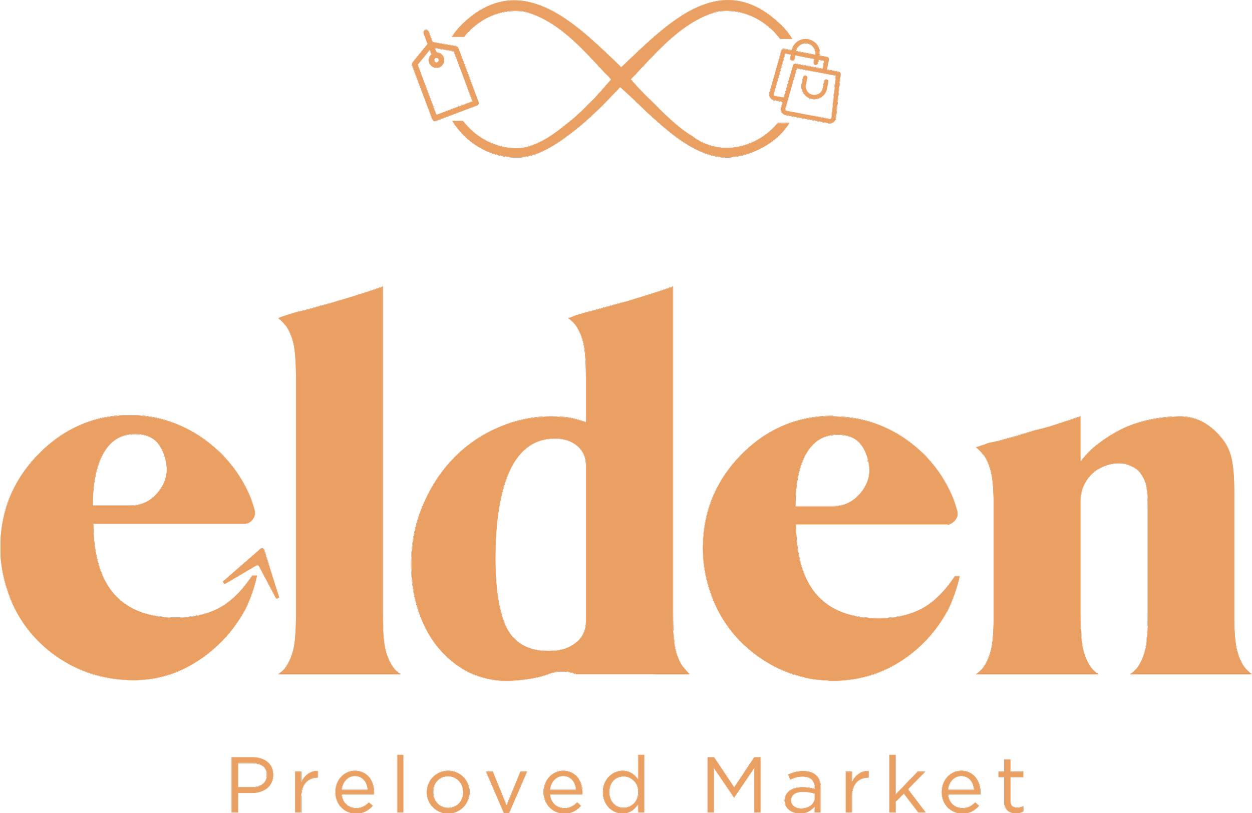 Logo for Elden Preloved Market featuring stylized text and shopping tags