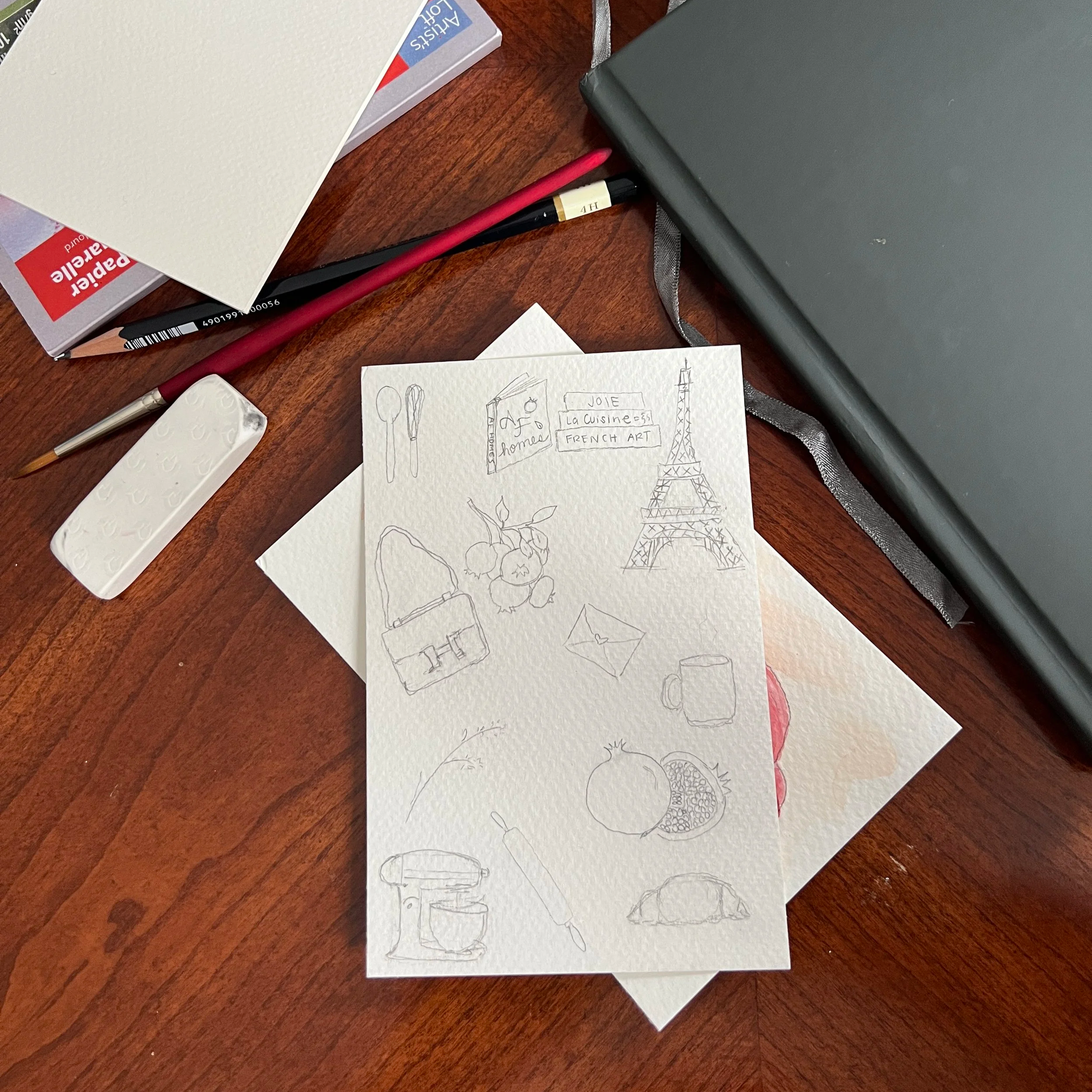 sketching for a custom birthday commission