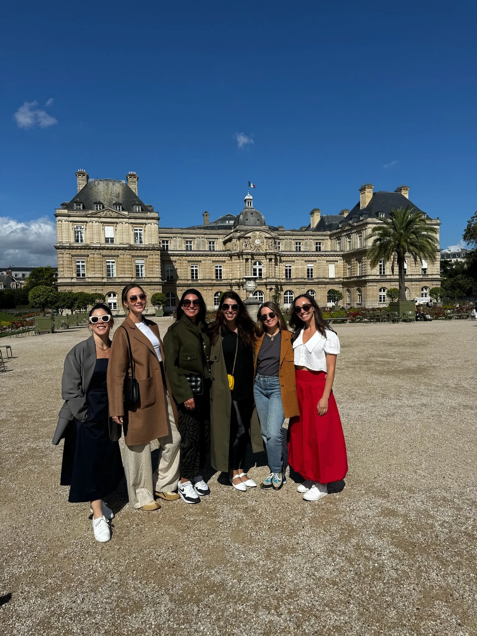 The six boxing babes standing together in the Jardin des Tuileries in Paris.