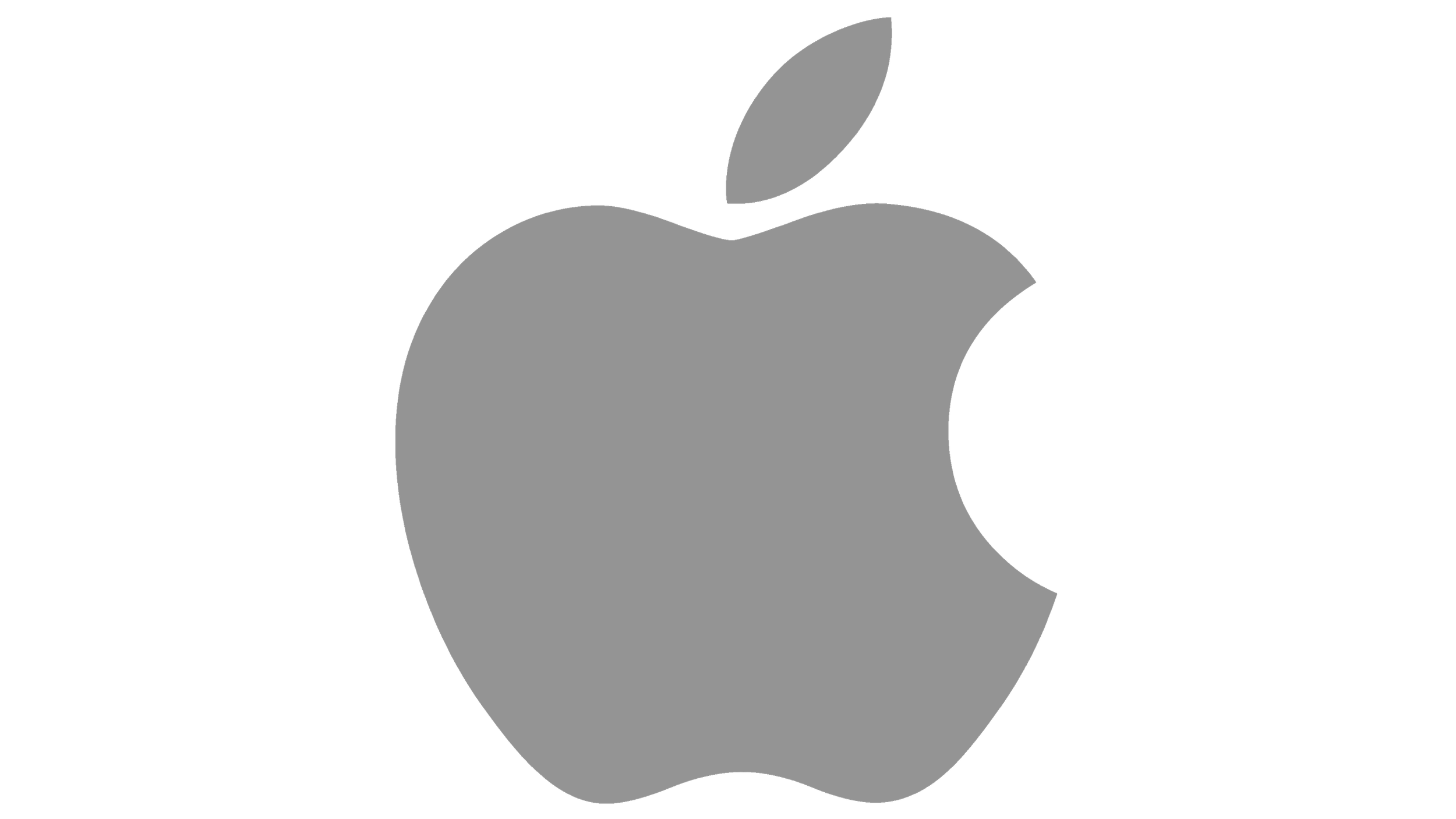 Gray apple logo on a black background.