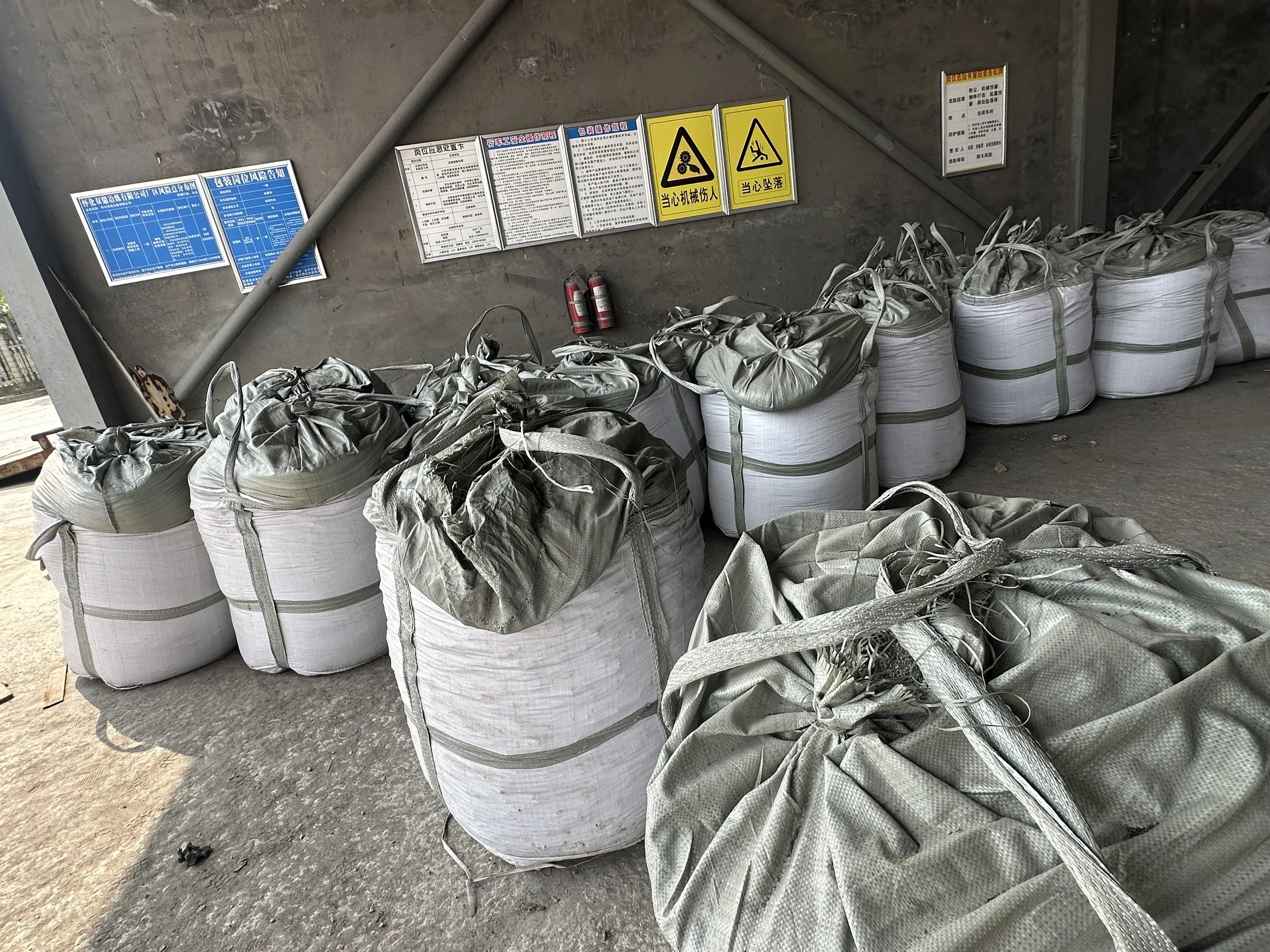 Bagged Mineral Concentrate Prepared for Processing