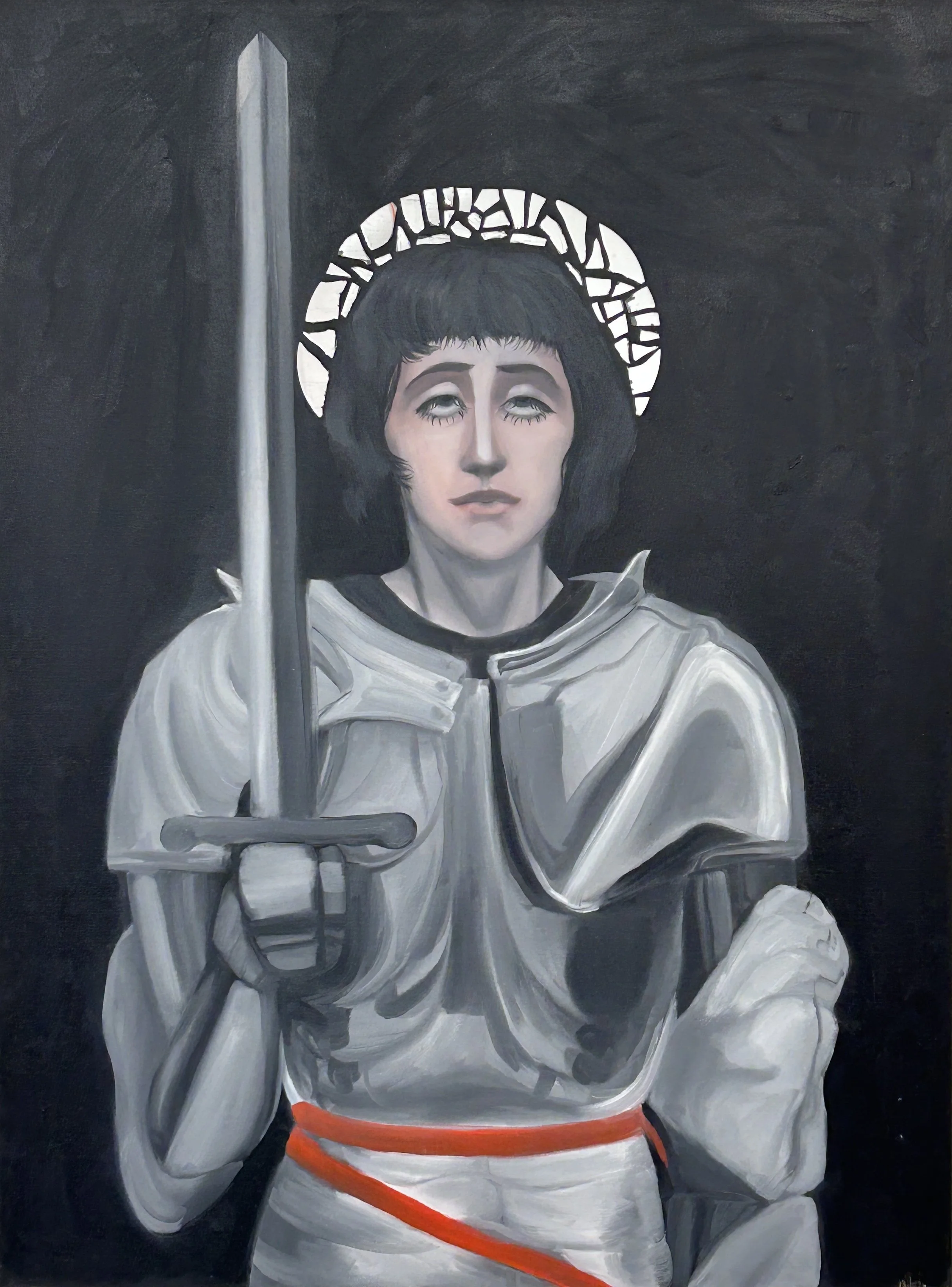 "Saint Joan of Arc"
Oil on canvas, glass shards
Spring 2023