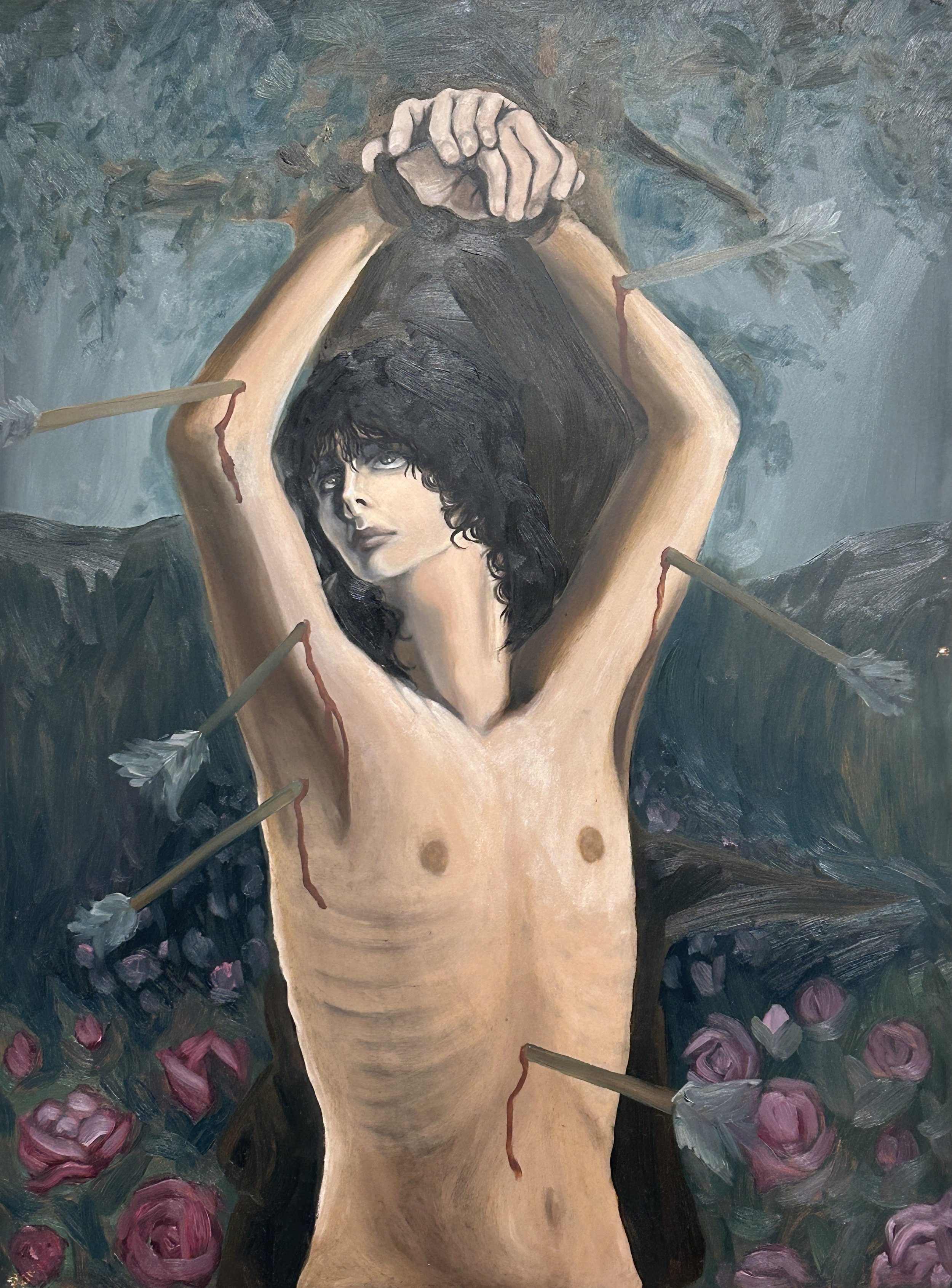 "Saint Sebastian"
Oil on wood panel
Summer 2023