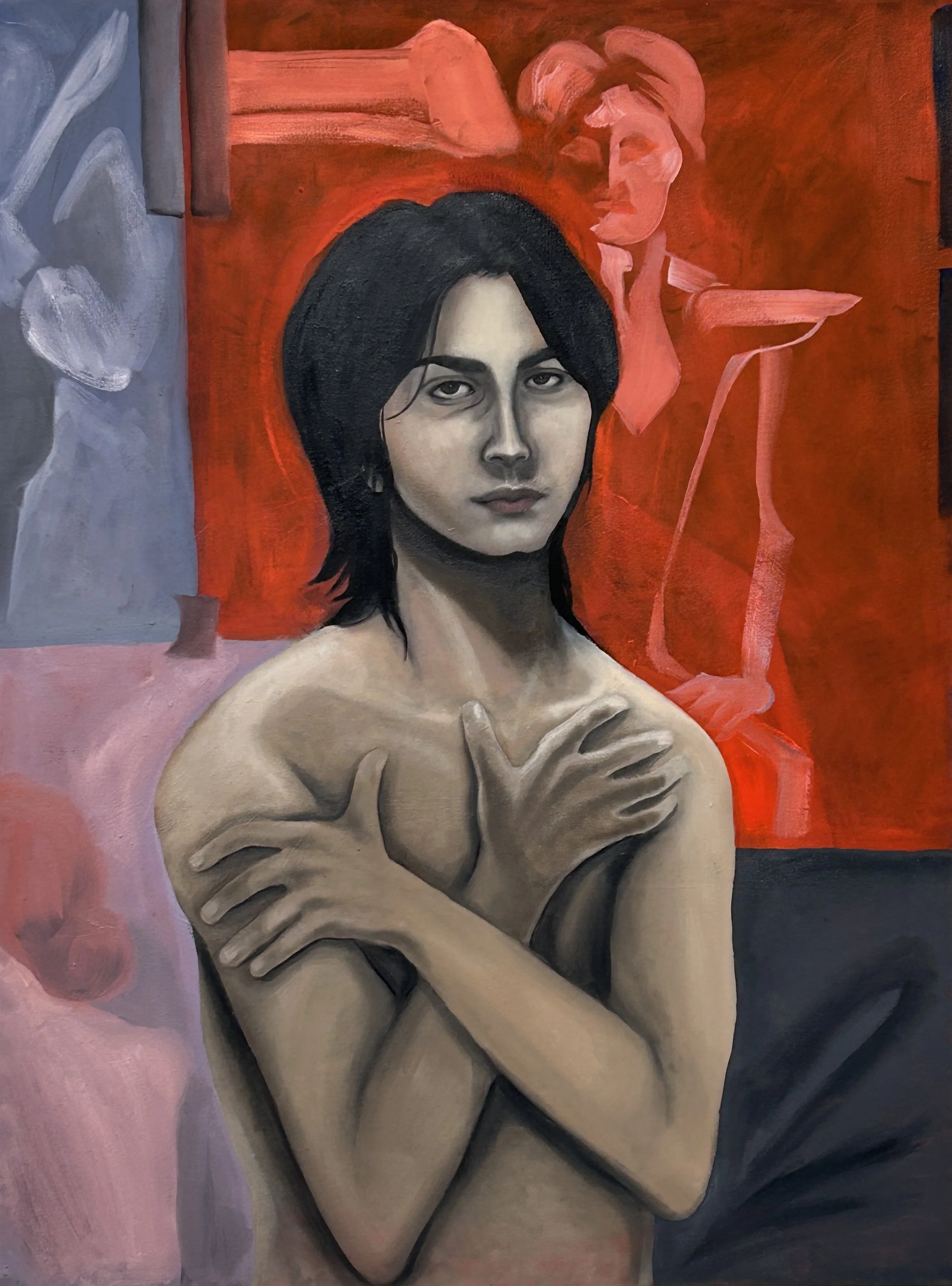 "Bedroom Self Portrait"
Oil on canvas
Fall 2023