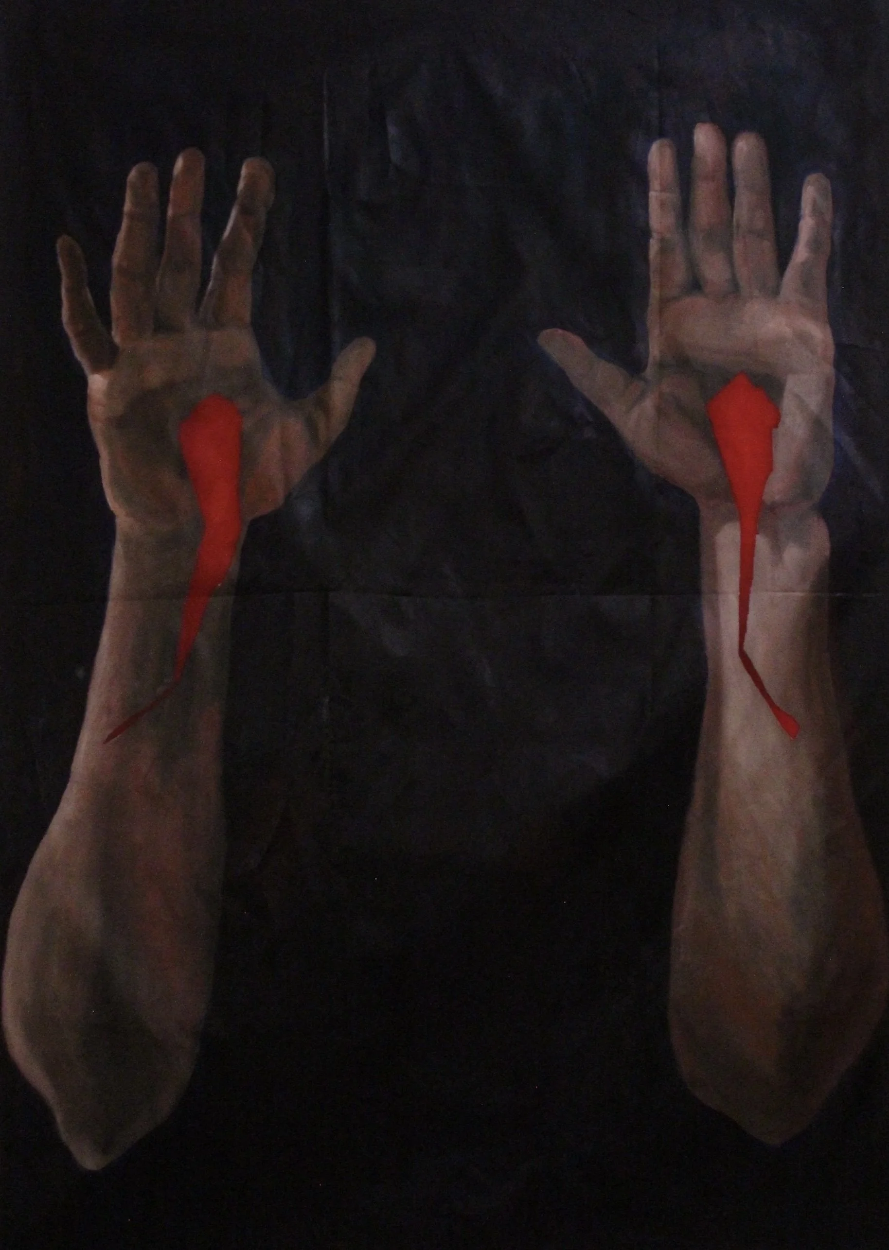 "Some Scars are Sacred"
Oil on viscose fabric
January 2026