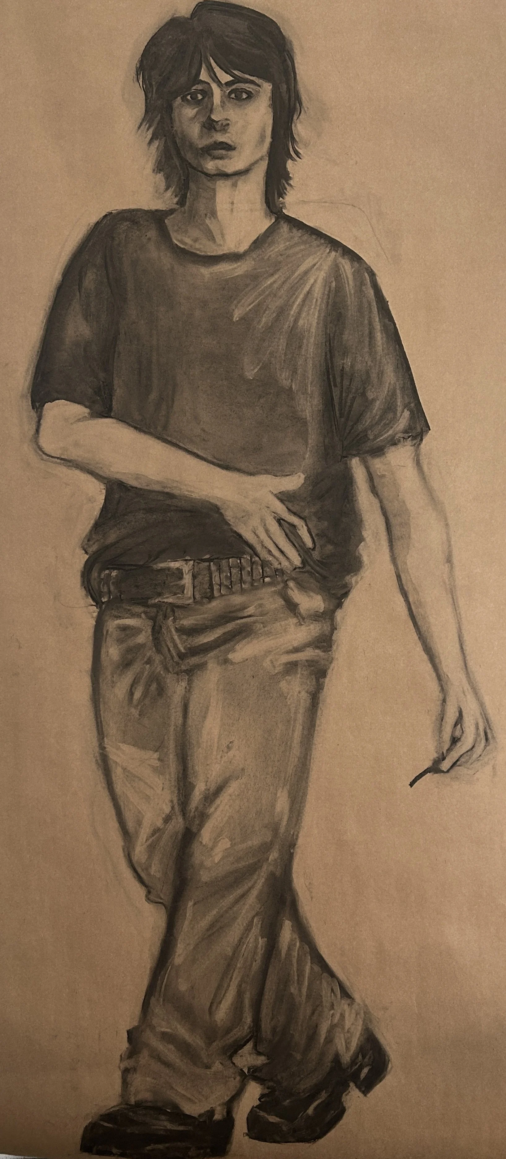 "Me Entirely"
Charcoal on paper
Fall 2023