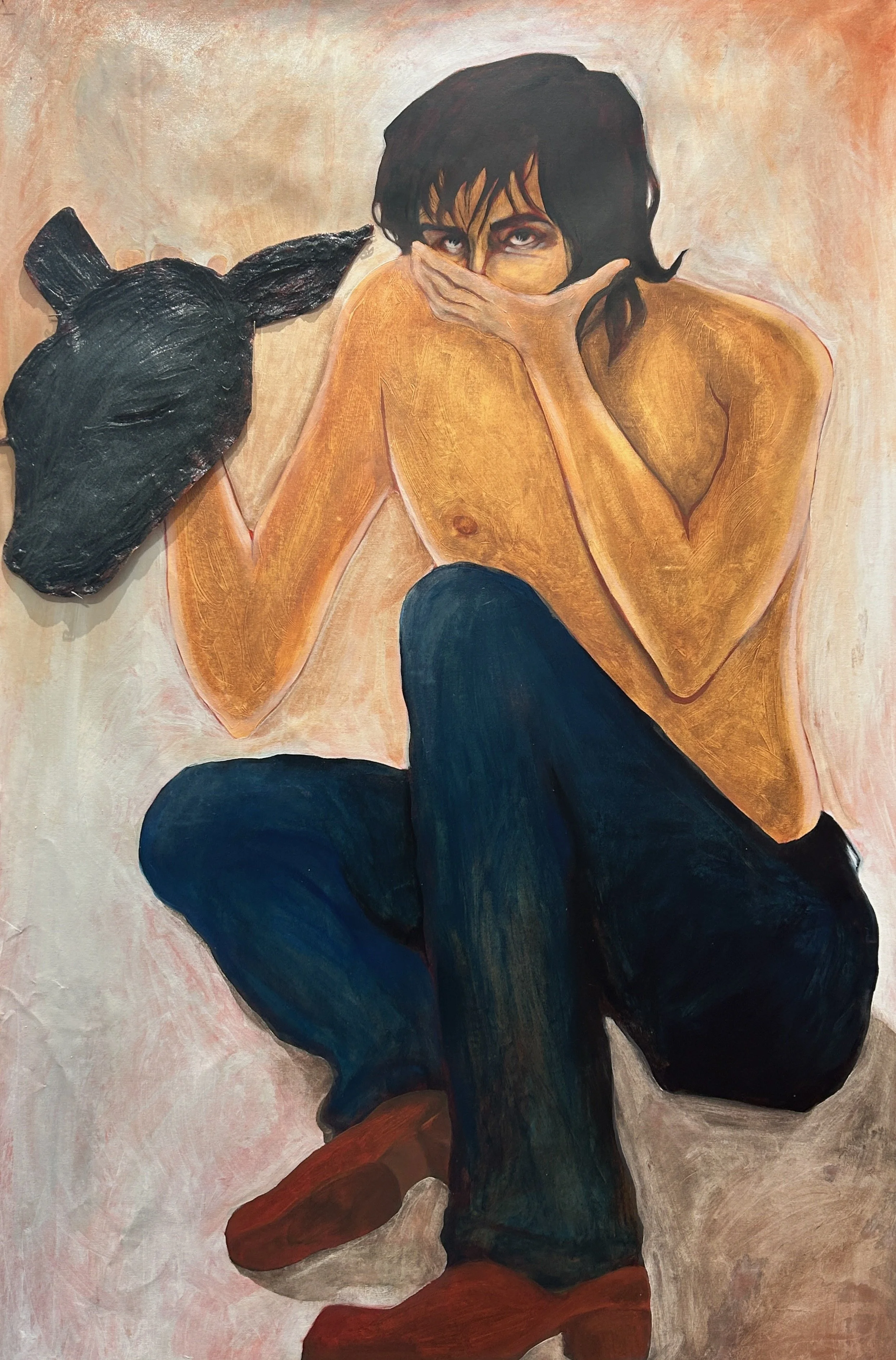 "Where it ends"
Oil on canvas, gloss medium on paper (attached)
April 2026