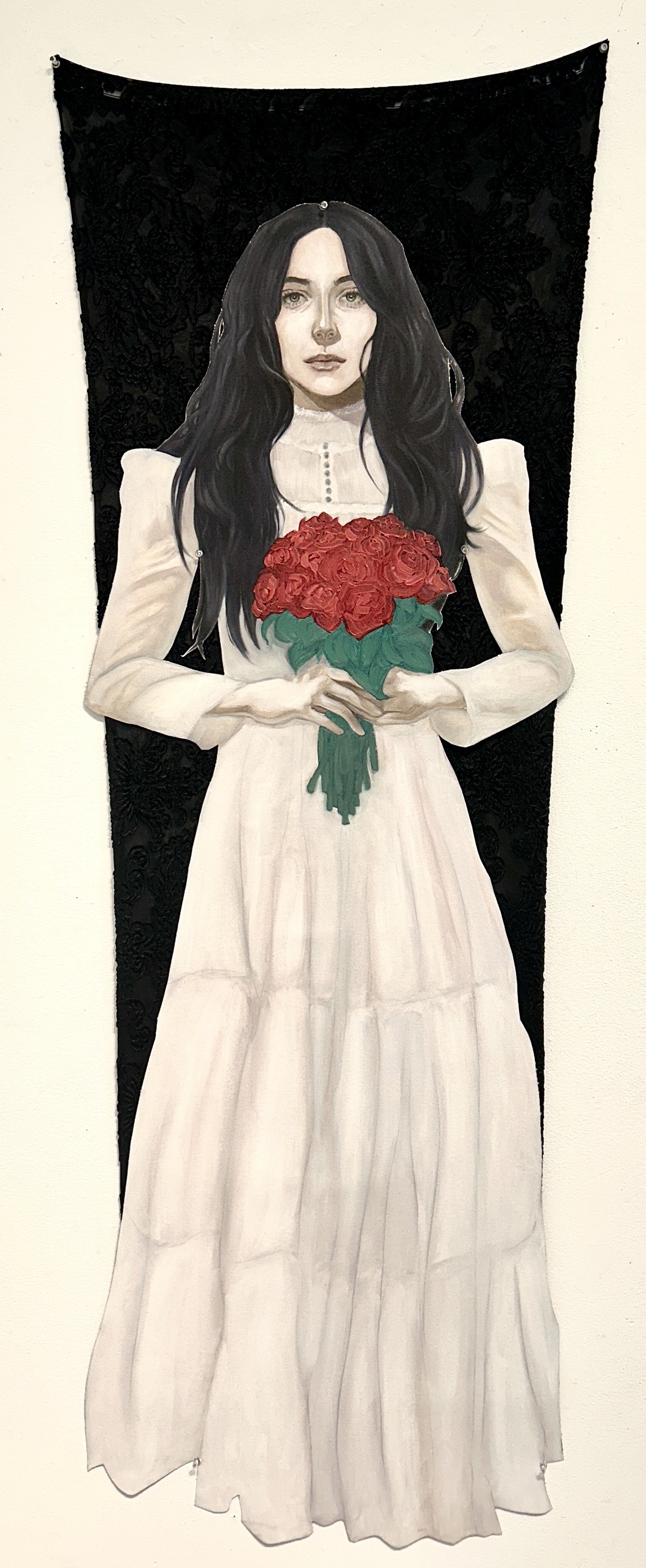 "Paulina"
Oil on canvas, burnt velvet
Spring 2025