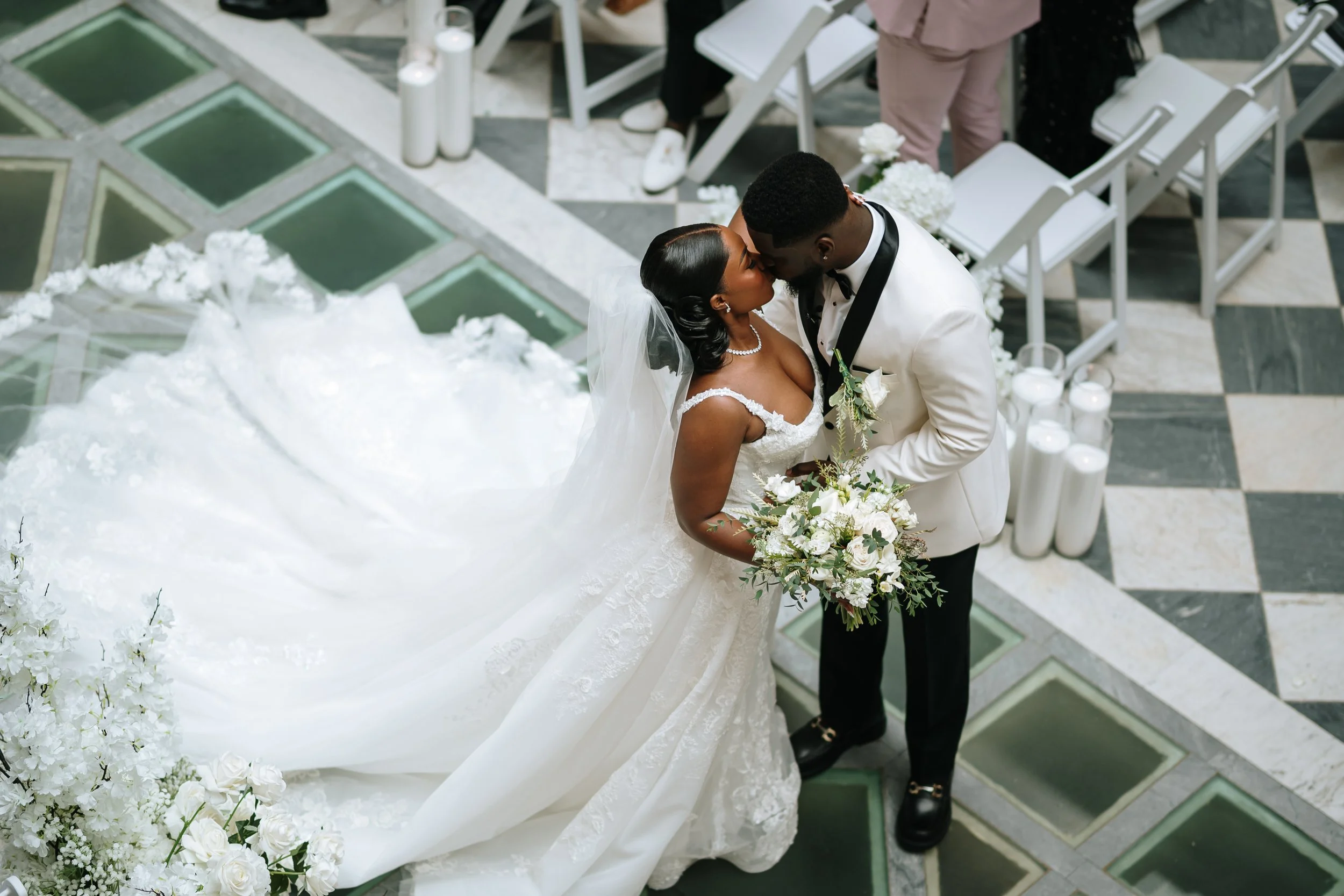 An All WhiteFairytale Hartford City Hall Wedding