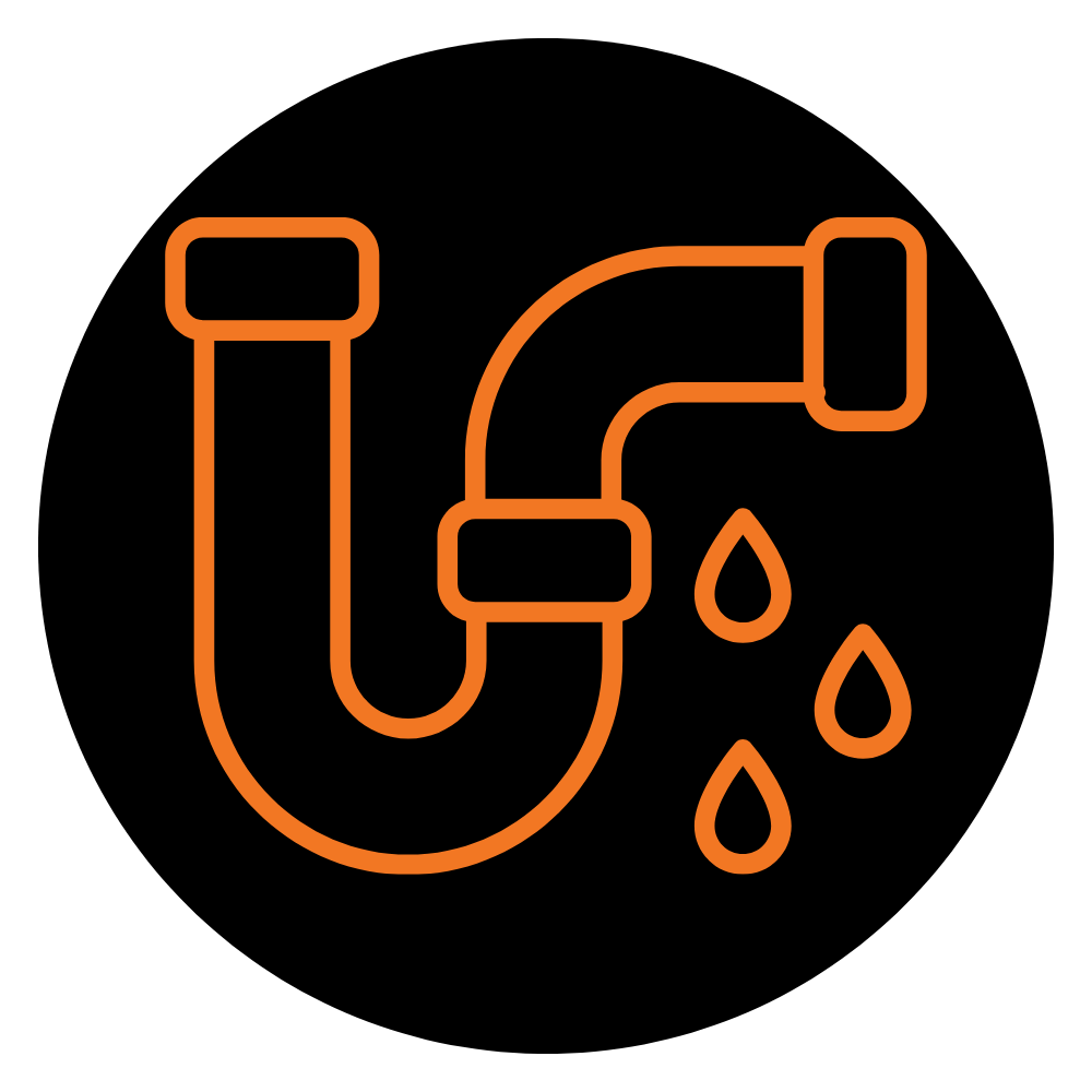 Icon of a plumbing pipe with water droplets.